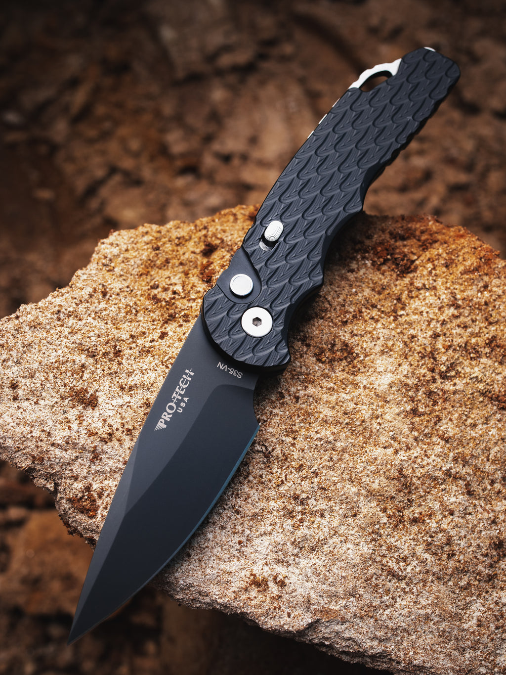 Pro-Tech TR-5 Feather Textured Automatic Knife Blade Show Atlanta 2026 (3.25" DLC Black)