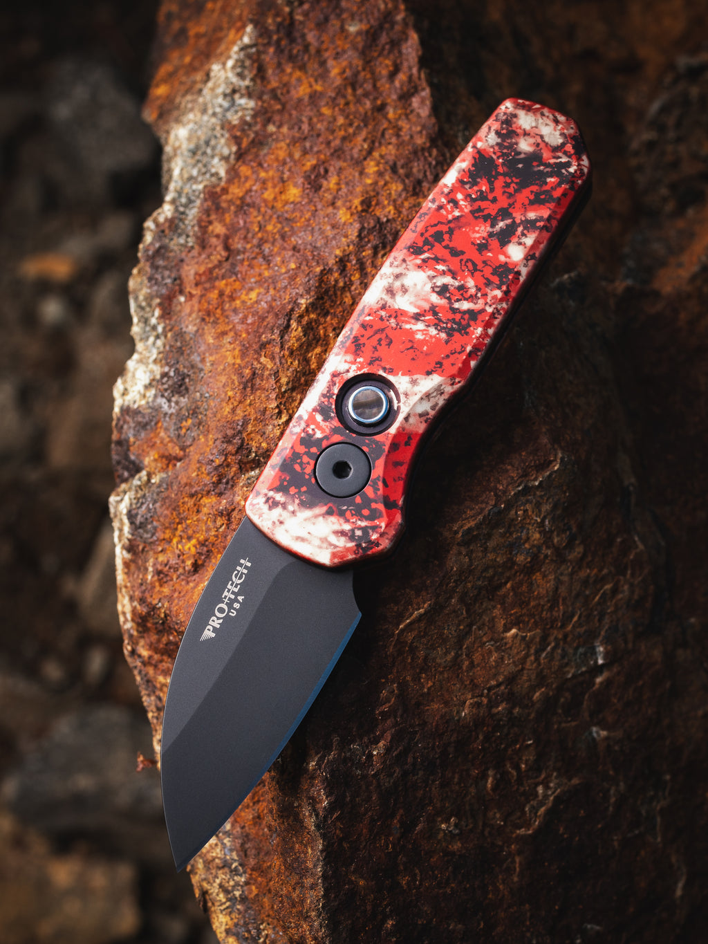 Pro-Tech Runt 5 Crimson Tiger Automatic Knife Blade Show Atlanta 2026 Exclusive (1.9" DLC Black)