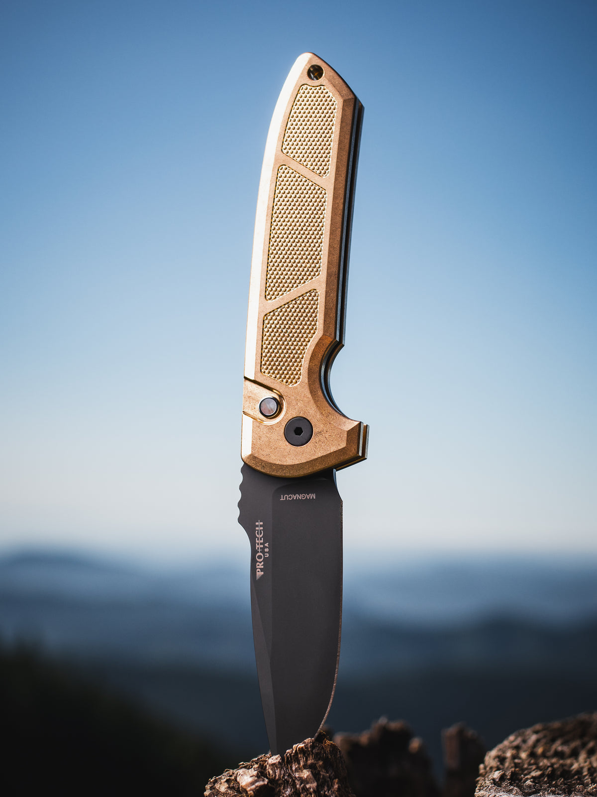Pro-Tech Les George Rockeye AlBronze Automatic Knife Blade Show Atlanta 2026 (3.38" DLC Black)