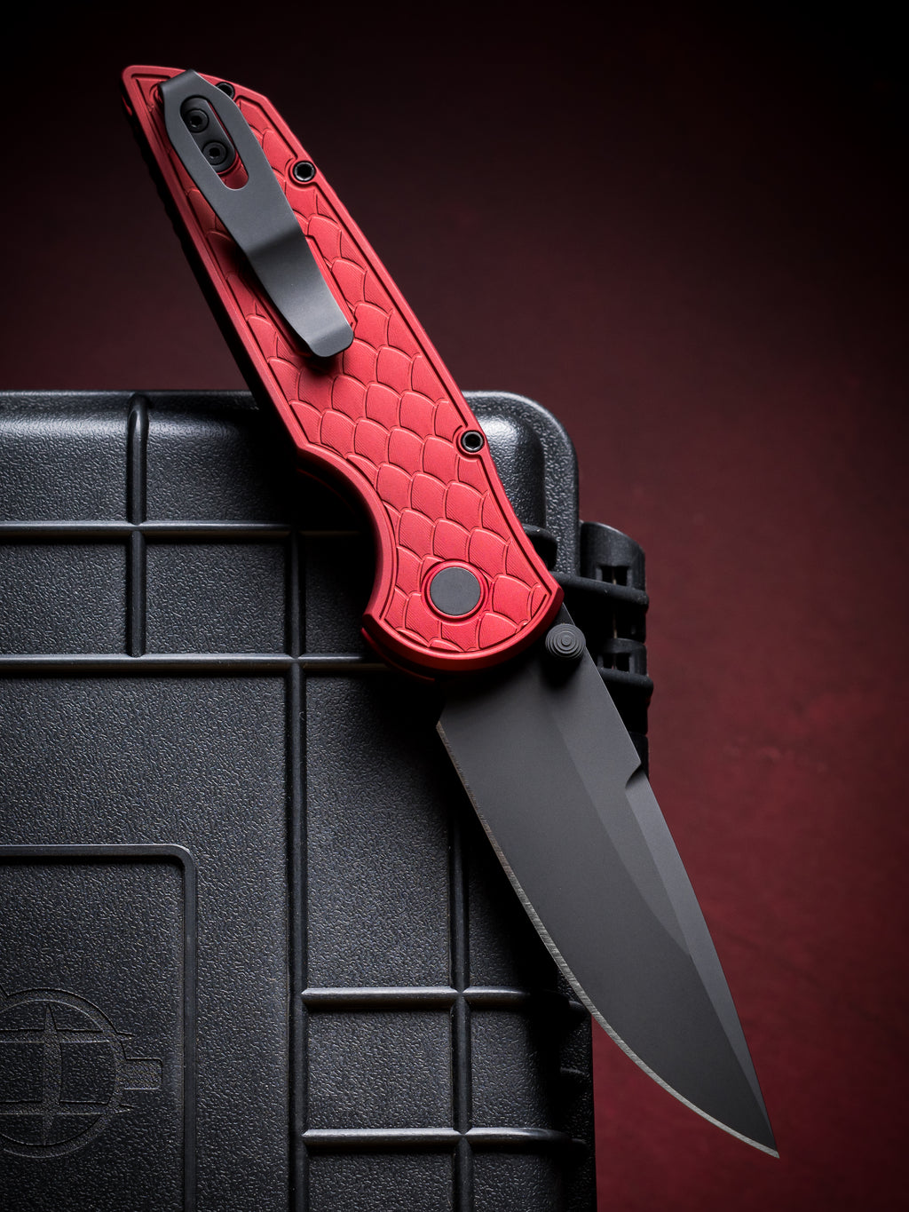 Pro-Tech TR-3 Integrity Manual Knife Red Reptile Textured (3.5" DLC Black)