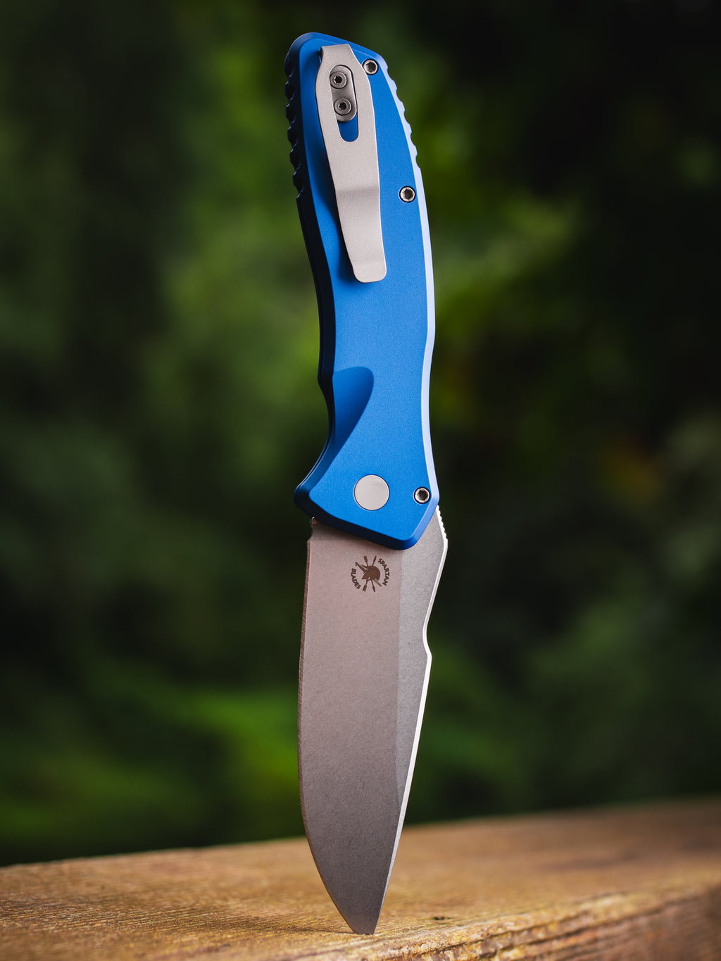 Pro-Tech Spartan Blades Pallas Blue Aluminum Automatic Knife (3.7" Stonewash)