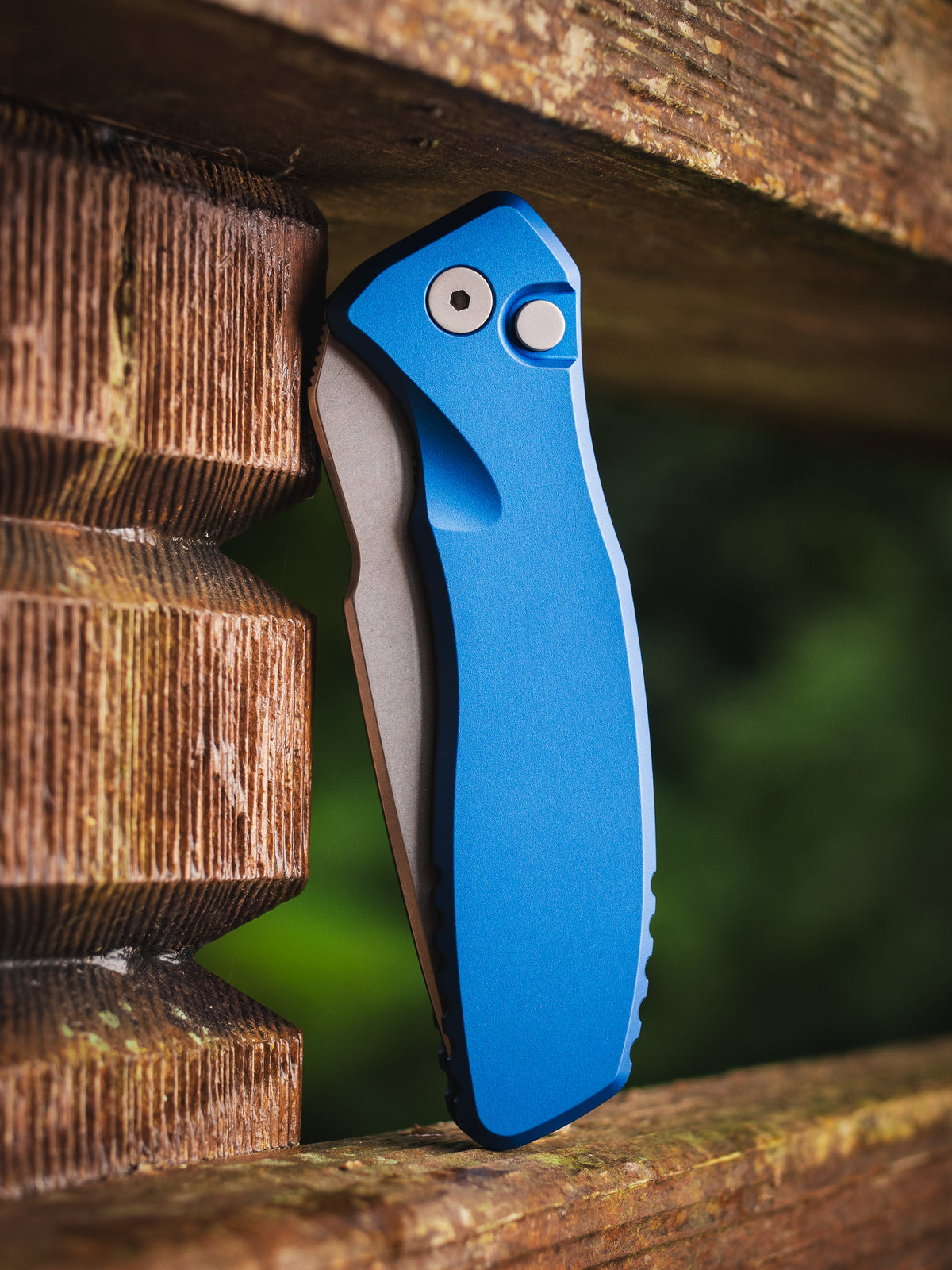 Pro-Tech Spartan Blades Pallas Blue Aluminum Automatic Knife (3.7" Stonewash)