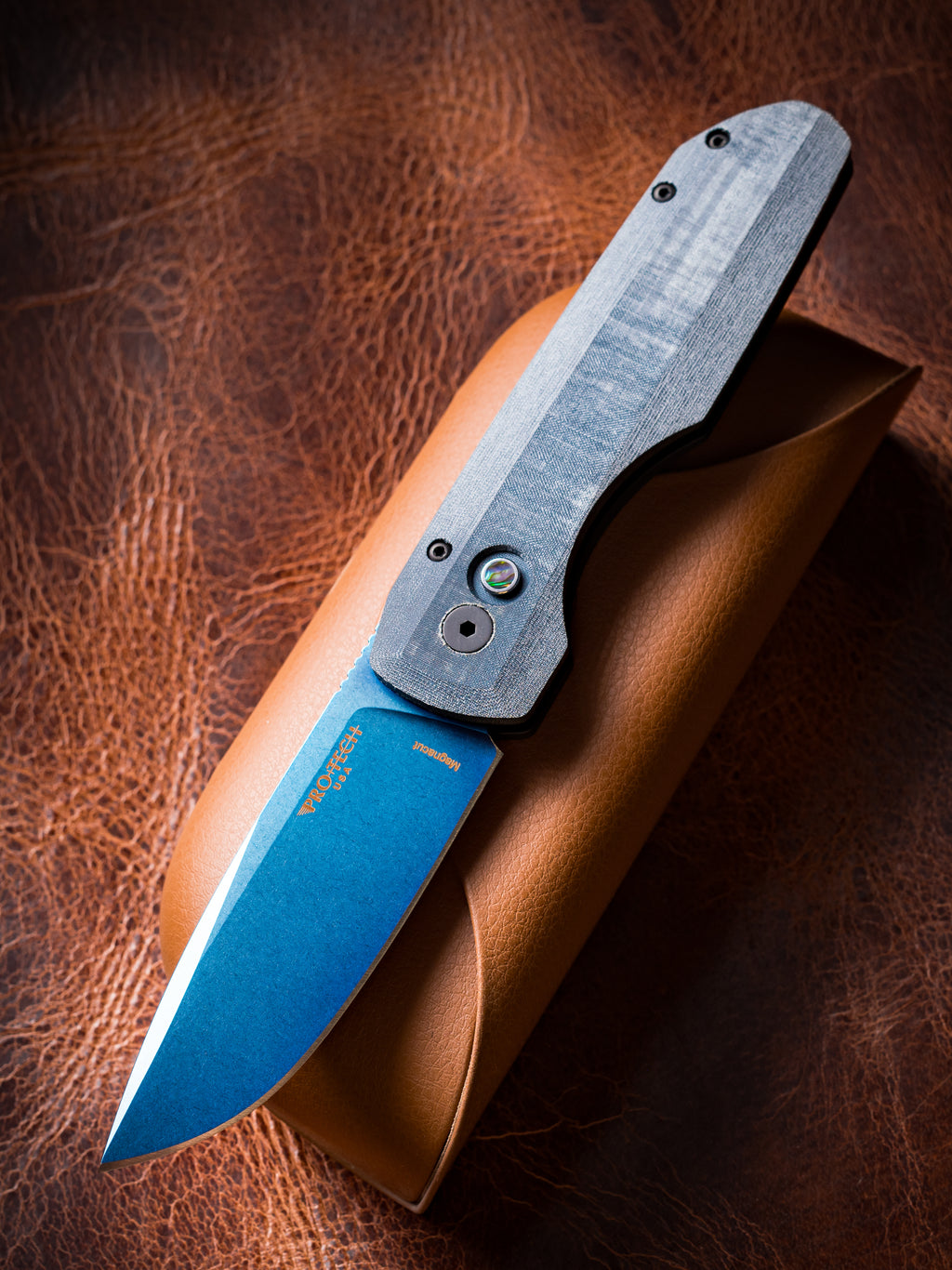 Pro-Tech Vero Engineering Synapse Auto Knife Micarta Blade Show Atlanta 2026 (3.5" Sapphire Blue PVD)