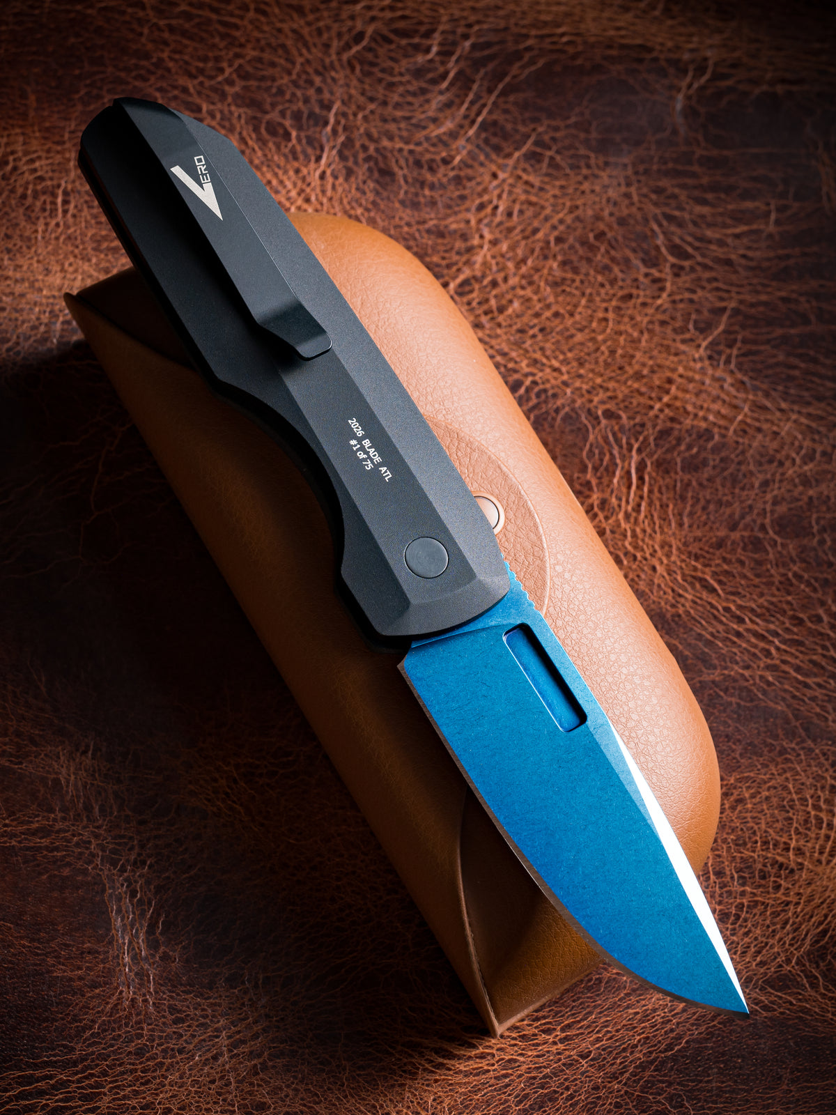Pro-Tech Vero Engineering Synapse Auto Knife Micarta Blade Show Atlanta 2026 (3.5" Sapphire Blue PVD)