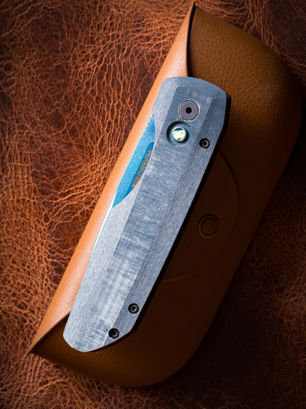 Pro-Tech Vero Engineering Synapse Auto Knife Micarta Blade Show Atlanta 2026 (3.5" Sapphire Blue PVD)