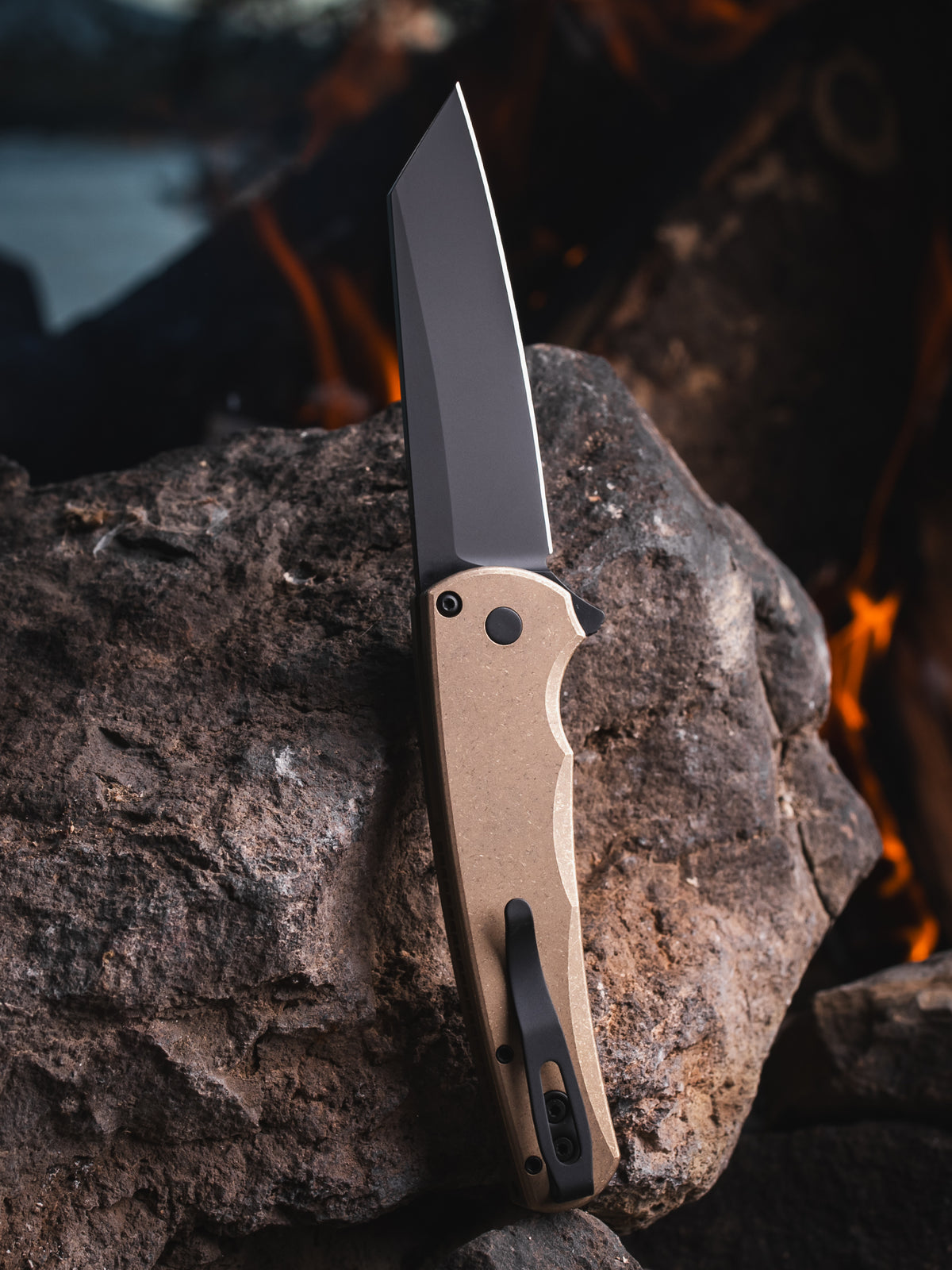 Pro-Tech Malibu Manual Flipper Knife Albronze Blade Show Atlanta 2026 (3.25" Black DLC Reverse Tanto)