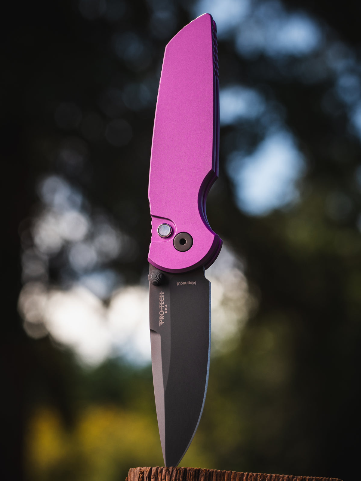 Pro-Tech TR-3 Integrity Manual Knife Solid Purple (3.5" DLC Black)