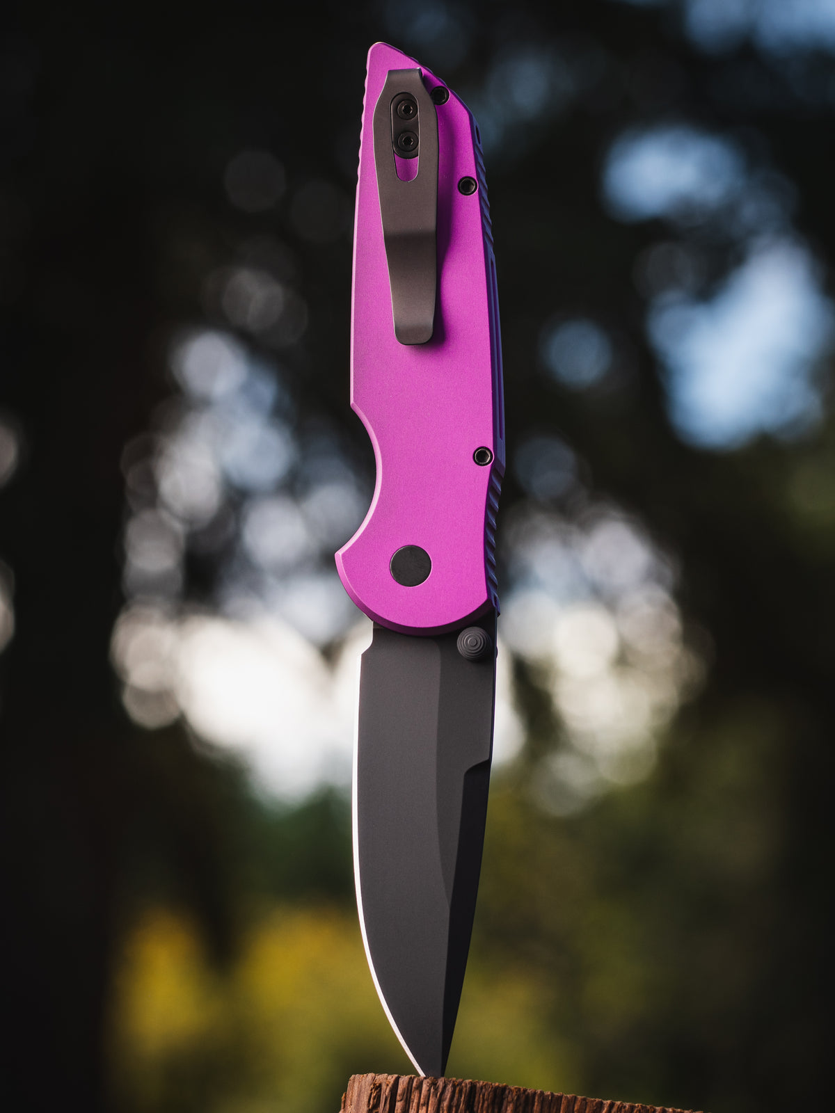 Pro-Tech TR-3 Integrity Manual Knife Solid Purple (3.5" DLC Black)