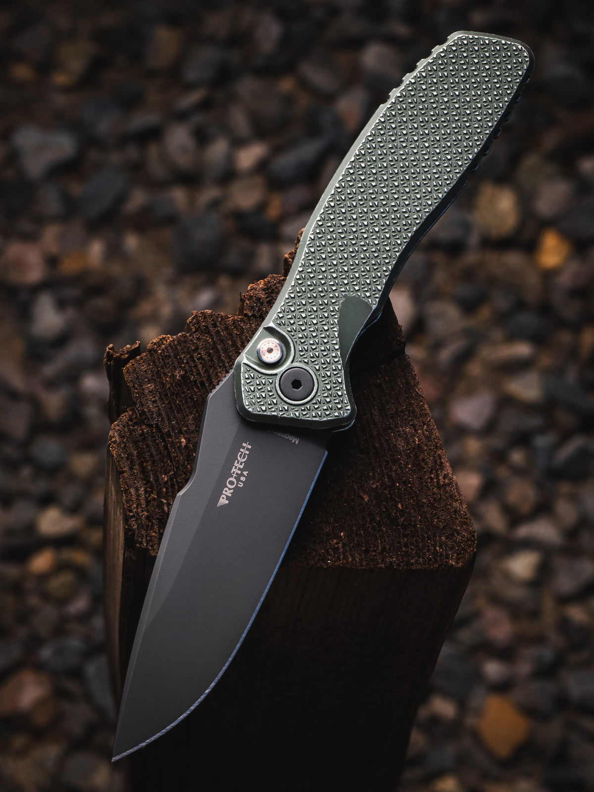 Pro-Tech Spartan Blades Pallas Carbide Texture Green Automatic Knife CCKS Fall 2026 (3.7" DLC Black)