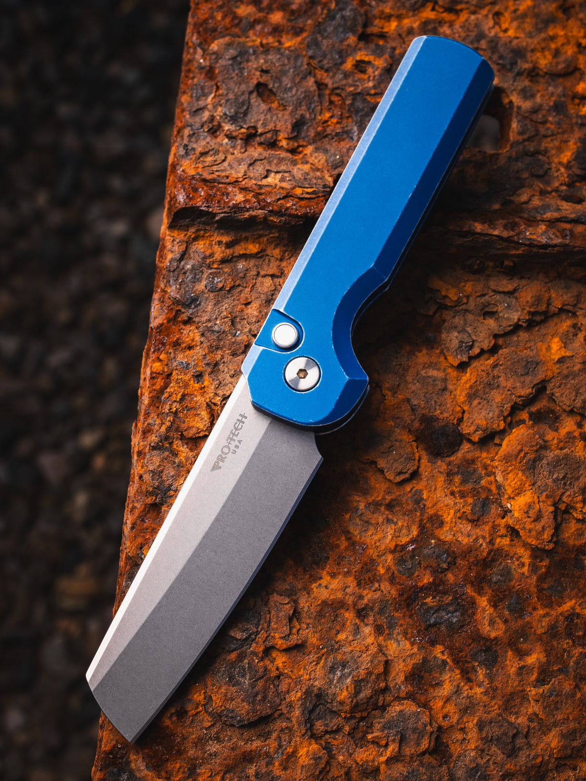 Pro-Tech Slimfoot Battleworn Blue auto CCKS 2026 Fall Exclusive (3.1" Stonewash)