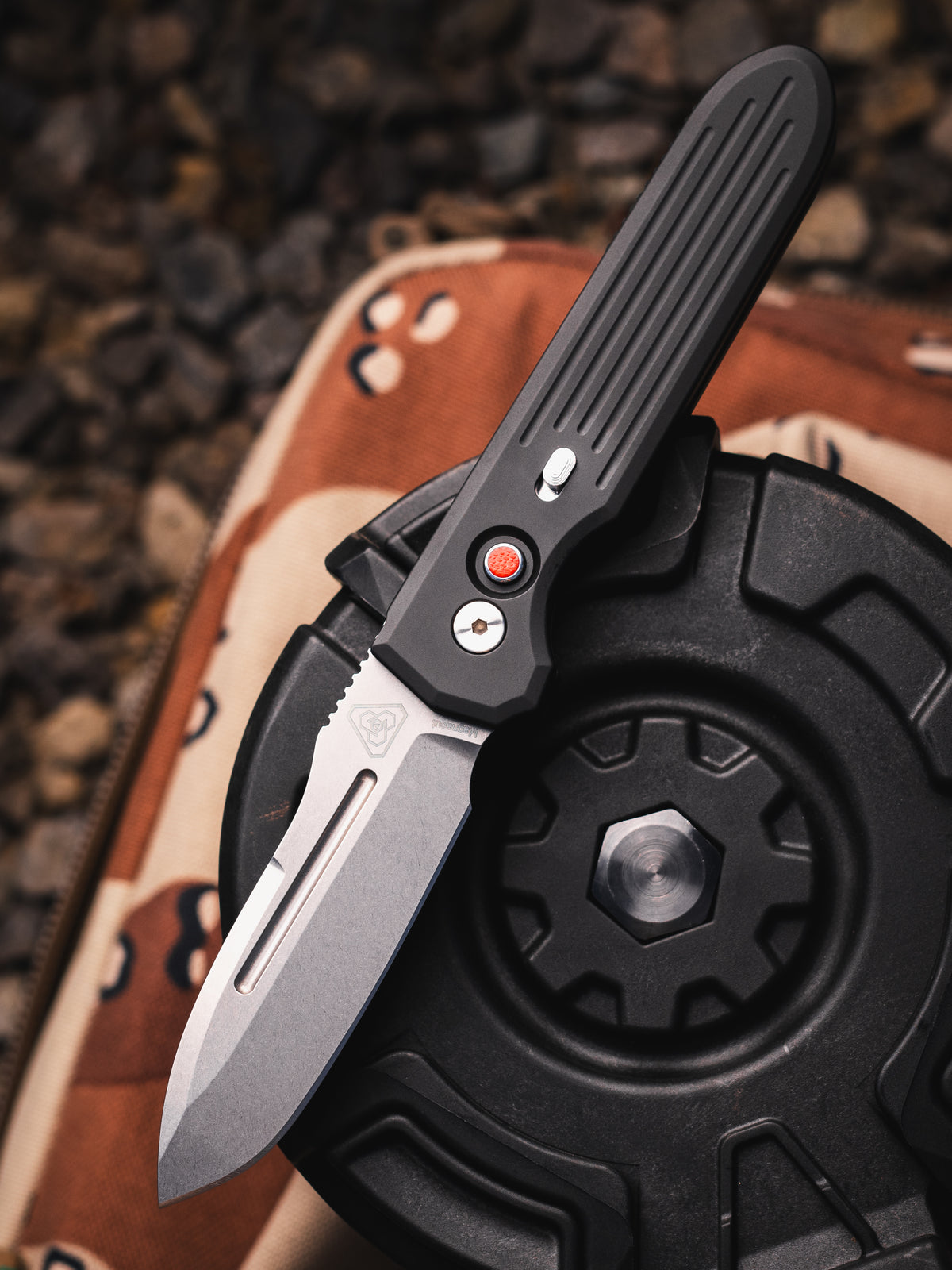 Pro-Tech Prometheus Design Werx Invictus Black Automatic Knife (3.5" MagnaCut Stonewash)