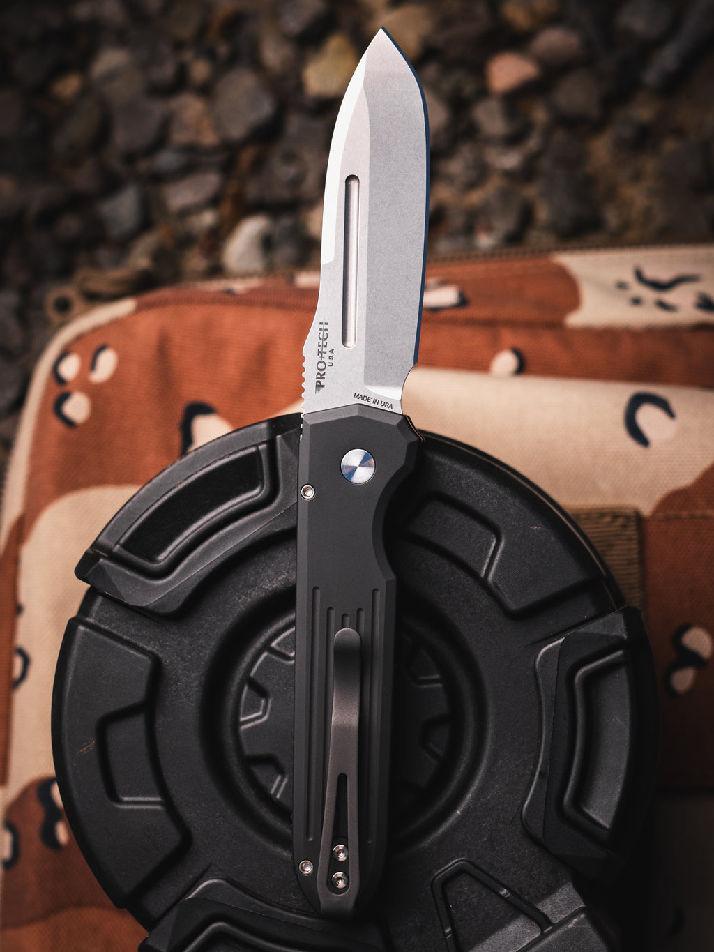 Pro-Tech Prometheus Design Werx Invictus Black Automatic Knife (3.5" MagnaCut Stonewash)