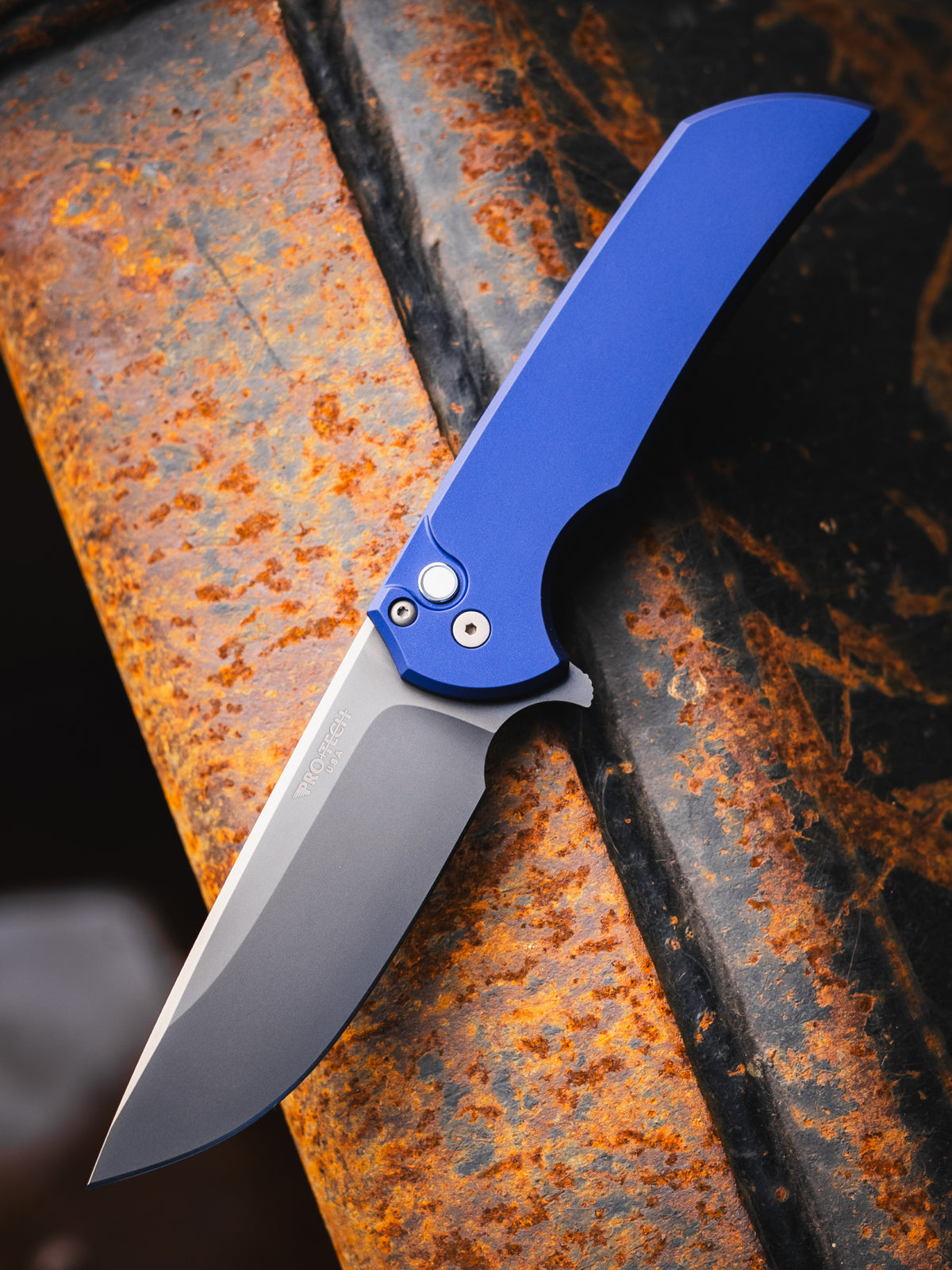 Pro-Tech Mordax Blue Manual Knife Blade Show Texas 2026 (3.5" Smoky Grey DLC)