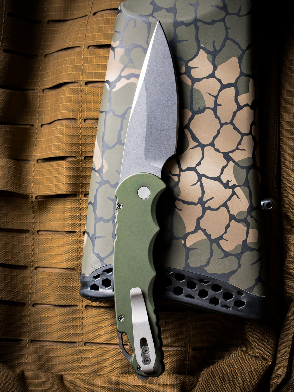 Pro-Tech Tactical Response 4 Solid Green Automatic Knife with Secondary Safety(4" Stonewash)