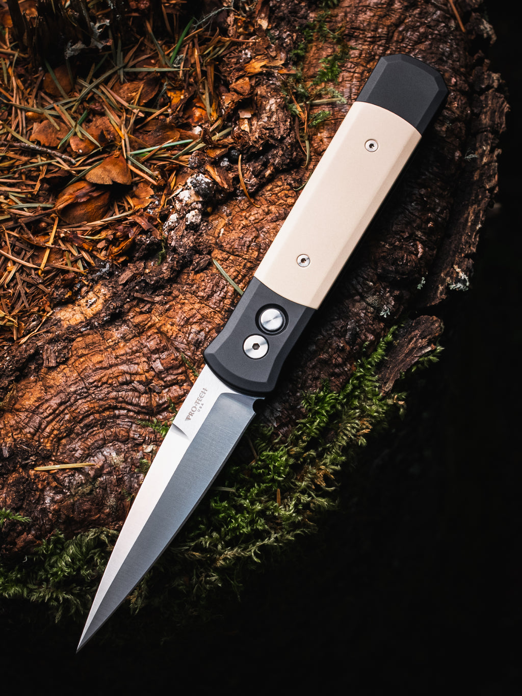 Pro-Tech Godfather Tuxedo Automatic Knife (4" Satin)