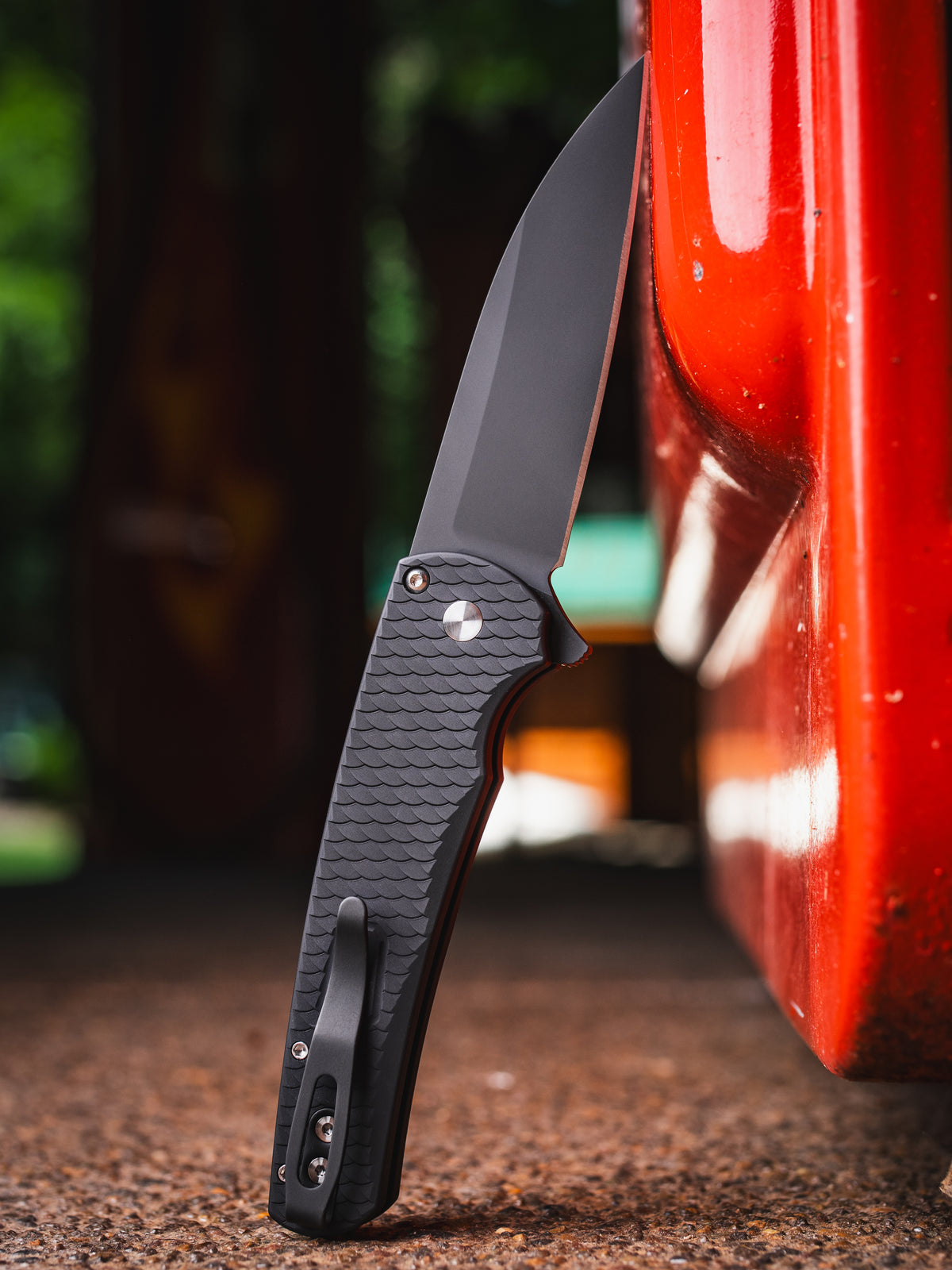 Pro-Tech Malibu Black Dragon Scale Textured Manual Flipper Knife (3.3" Black DLC Wharncliffe)