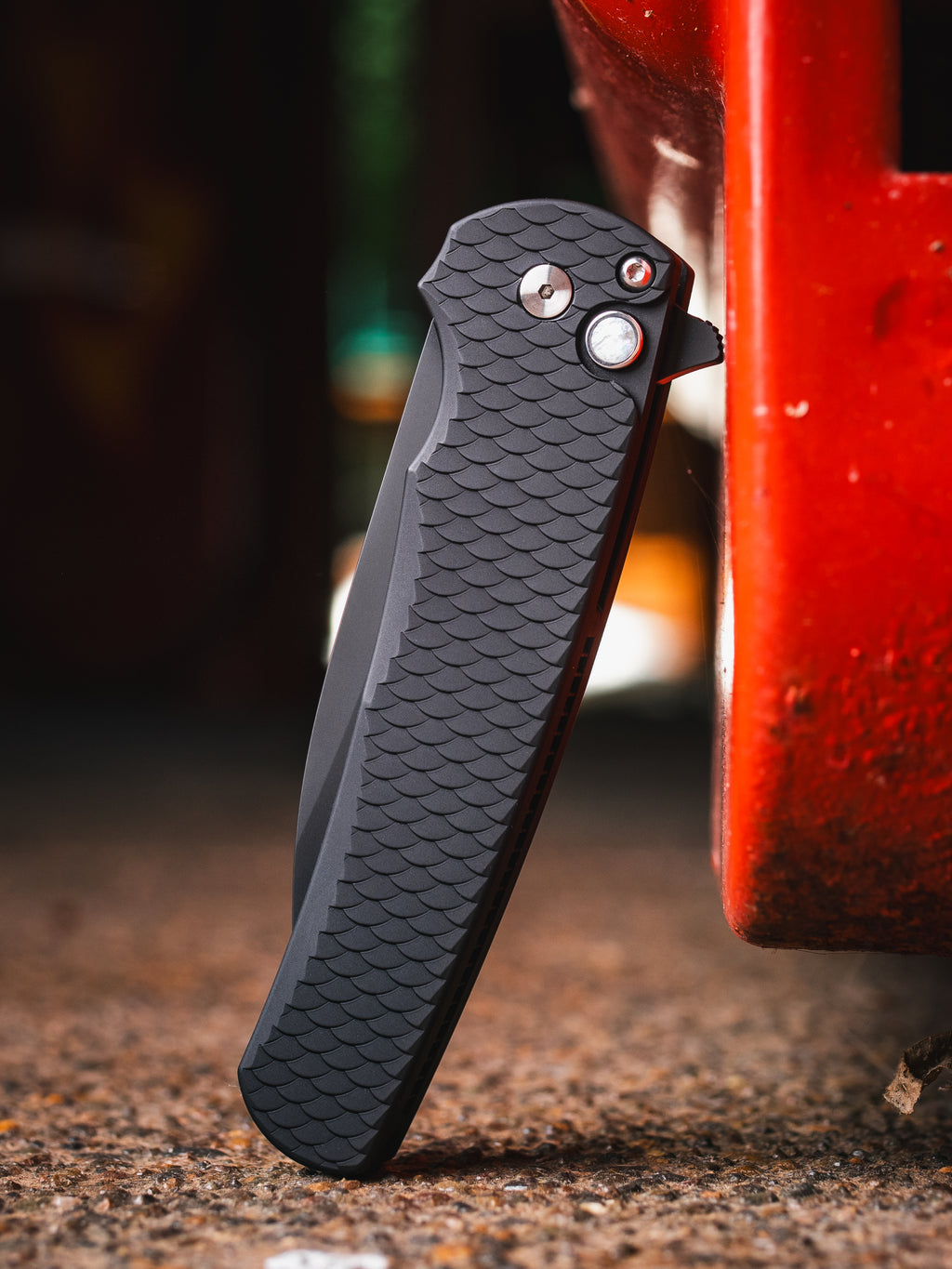 Pro-Tech Malibu Black Dragon Scale Textured Manual Flipper Knife (3.3" Black DLC Wharncliffe)