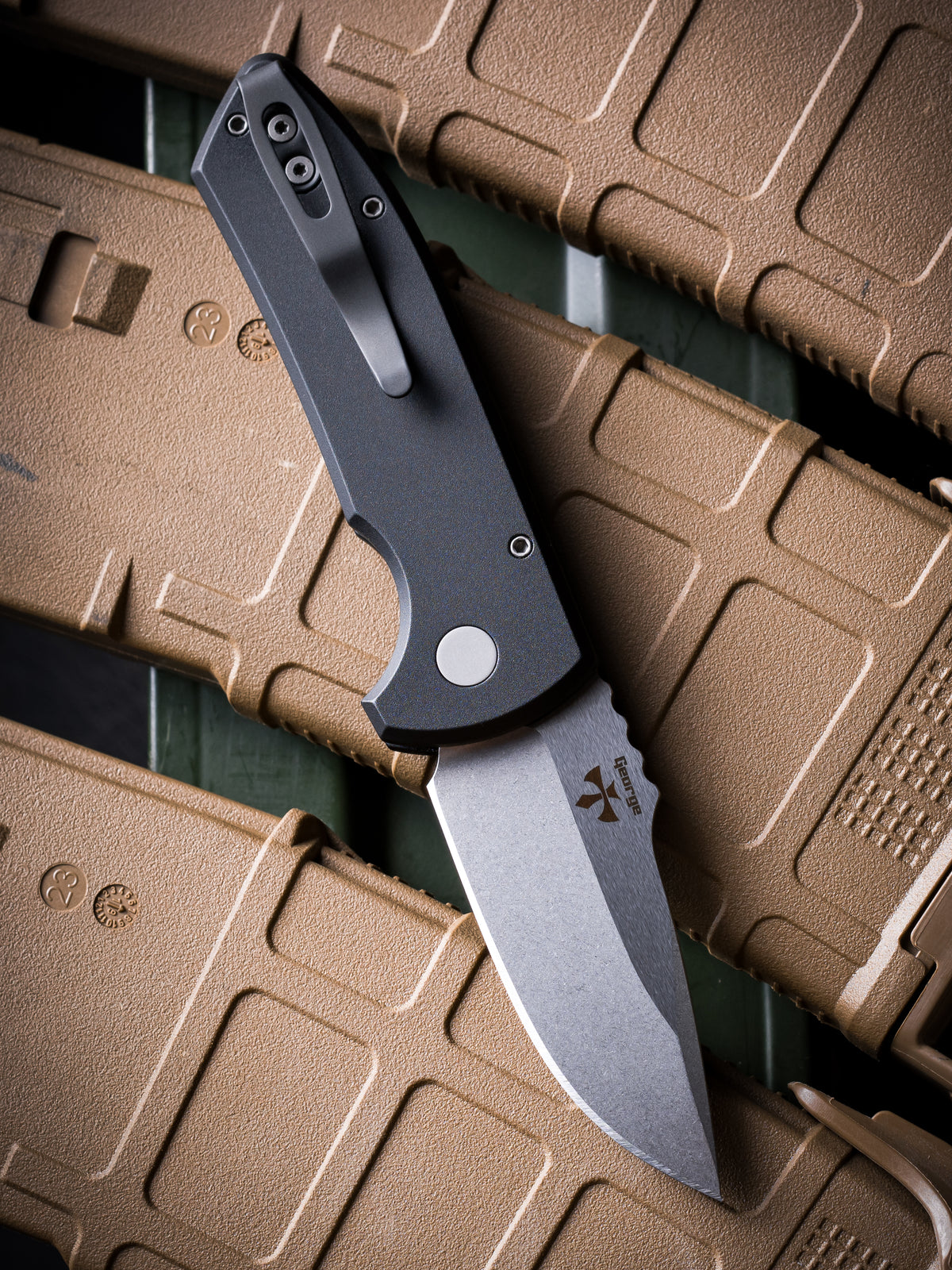 Pro-Tech Les George SBR Auto Knife Black Machined Aluminum (2.6" SW)