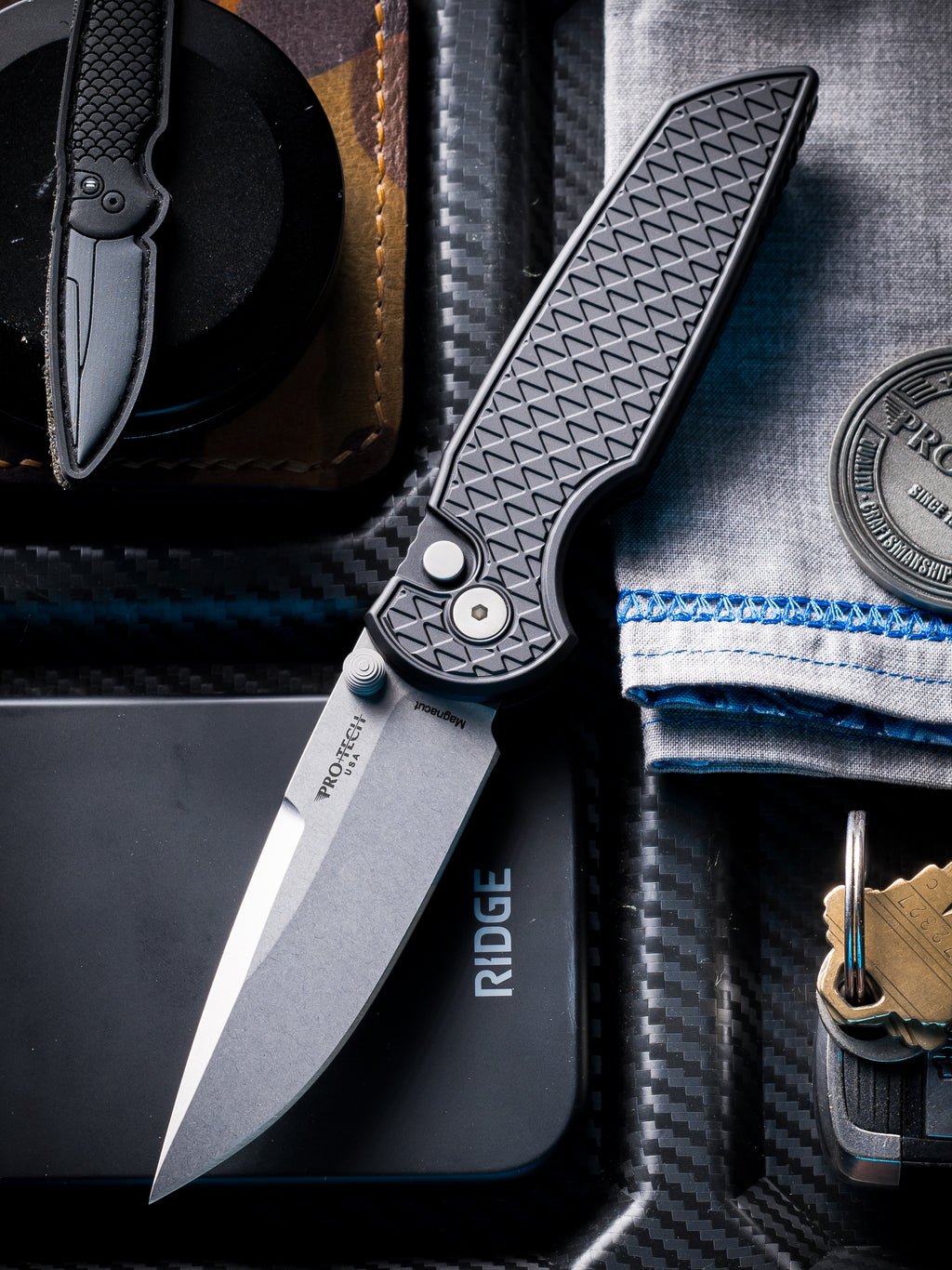 Pro-Tech TR-3 Integrity Manual Knife Relic Textured Black (3.5" Stonewash)
