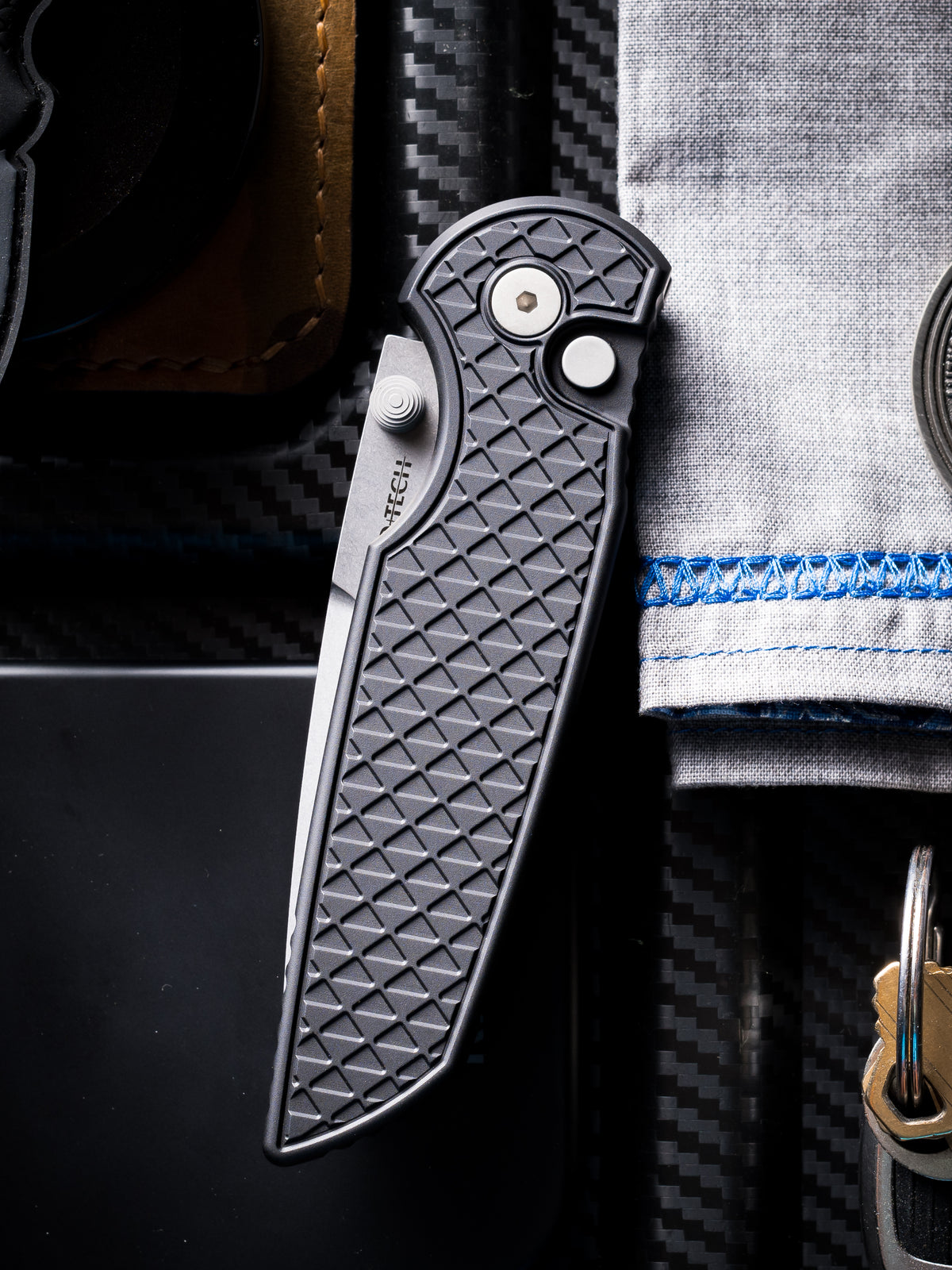 Pro-Tech TR-3 Integrity Manual Knife Relic Textured Black (3.5" Stonewash)