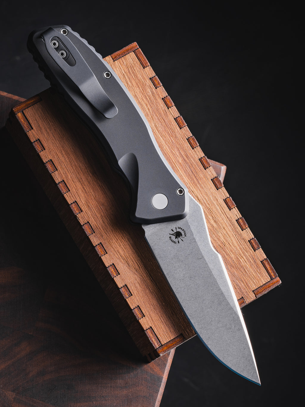 Pro-Tech Spartan Blades Pallas Black Aluminum Automatic Knife (3.7" Stonewash)