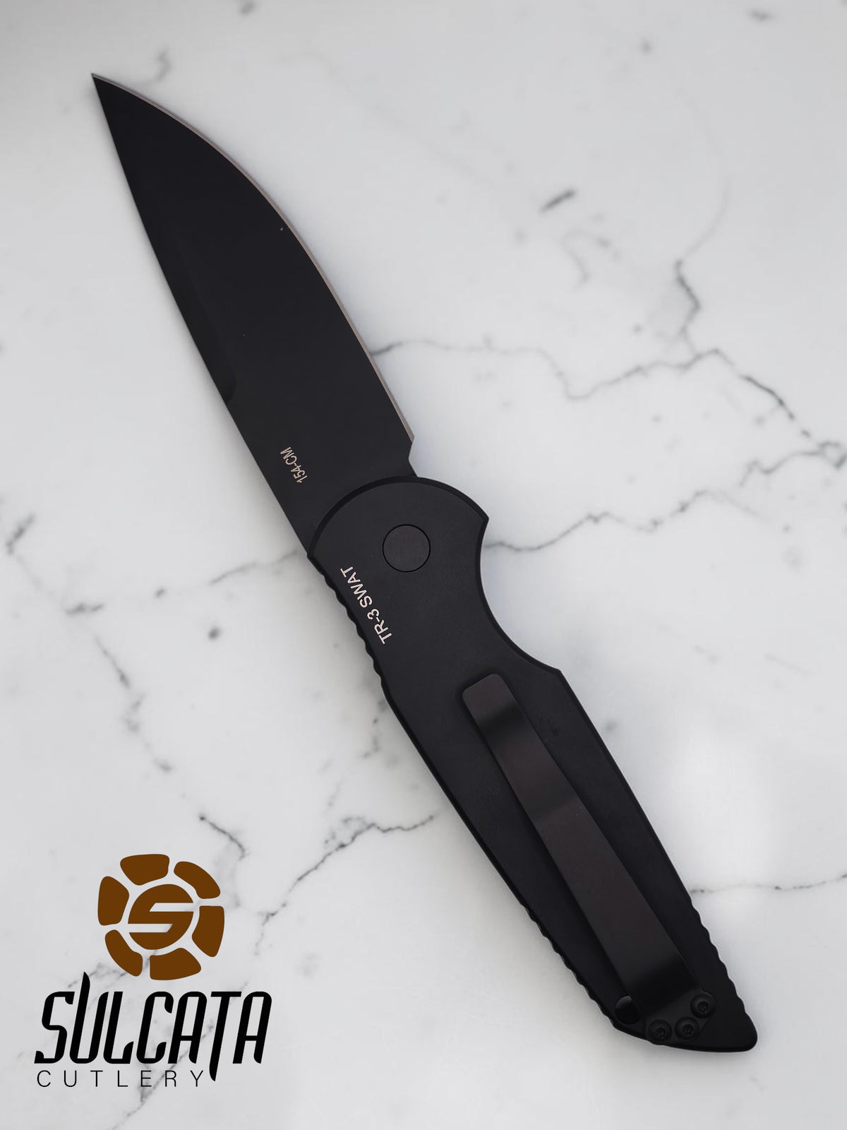 Pro-Tech TR-3 SWAT Automatic Knife Black Aluminum (3.5" Black DLC)