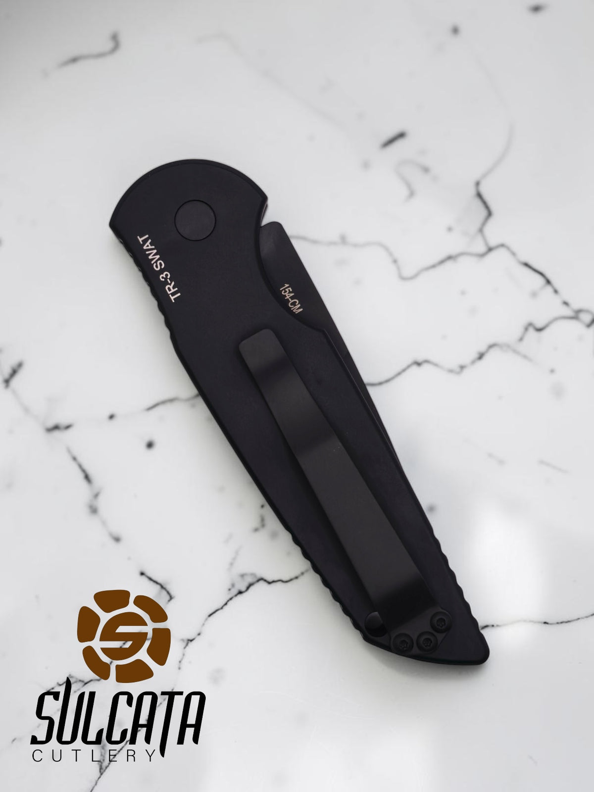 Pro-Tech TR-3 SWAT Automatic Knife Black Aluminum (3.5" Black DLC)