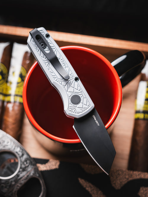 Pro-Tech Reverse Tanto Runt 5 Automatic Knife Nexus Textured Aluminum (1.9 Inches DLC Black)