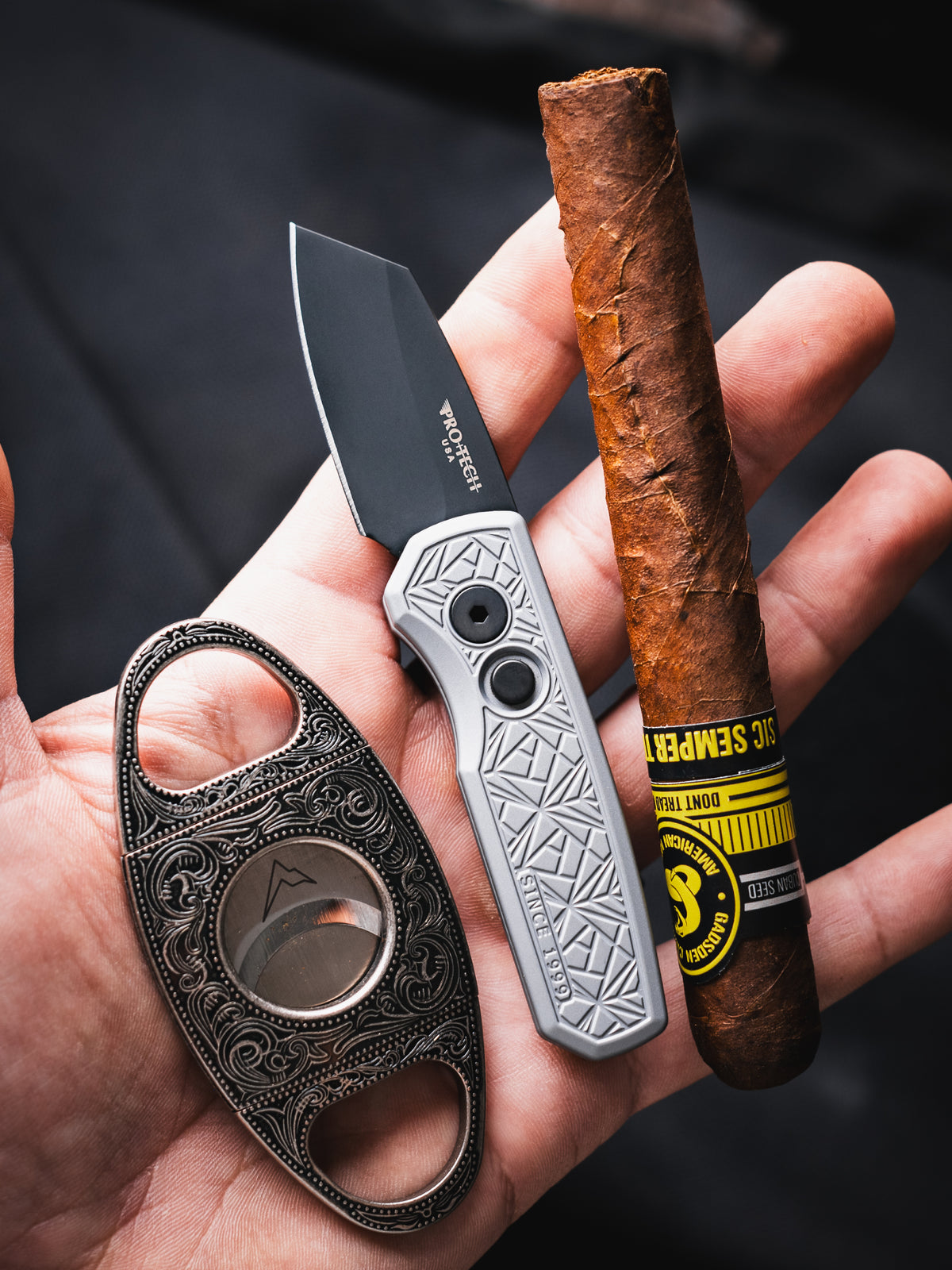 Pro-Tech Reverse Tanto Runt 5 Automatic Knife Nexus Textured Aluminum (1.9 Inches DLC Black)