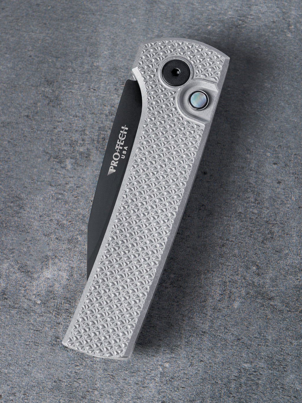 Pro-Tech Chaves Scapegoat Compact Auto Knife 17-4 Grey Carbide Blade Show Texas 2026(3.2" DLC Black)
