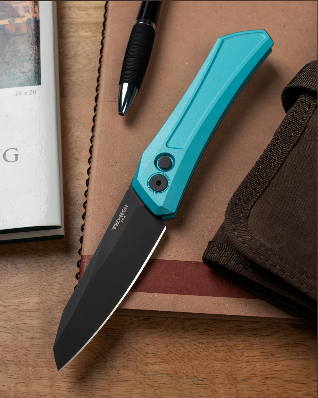 Pro-Tech Oligarch Sheepsfoot Automatic Knife Tiffany Blue (3.25 Inches Black DLC)