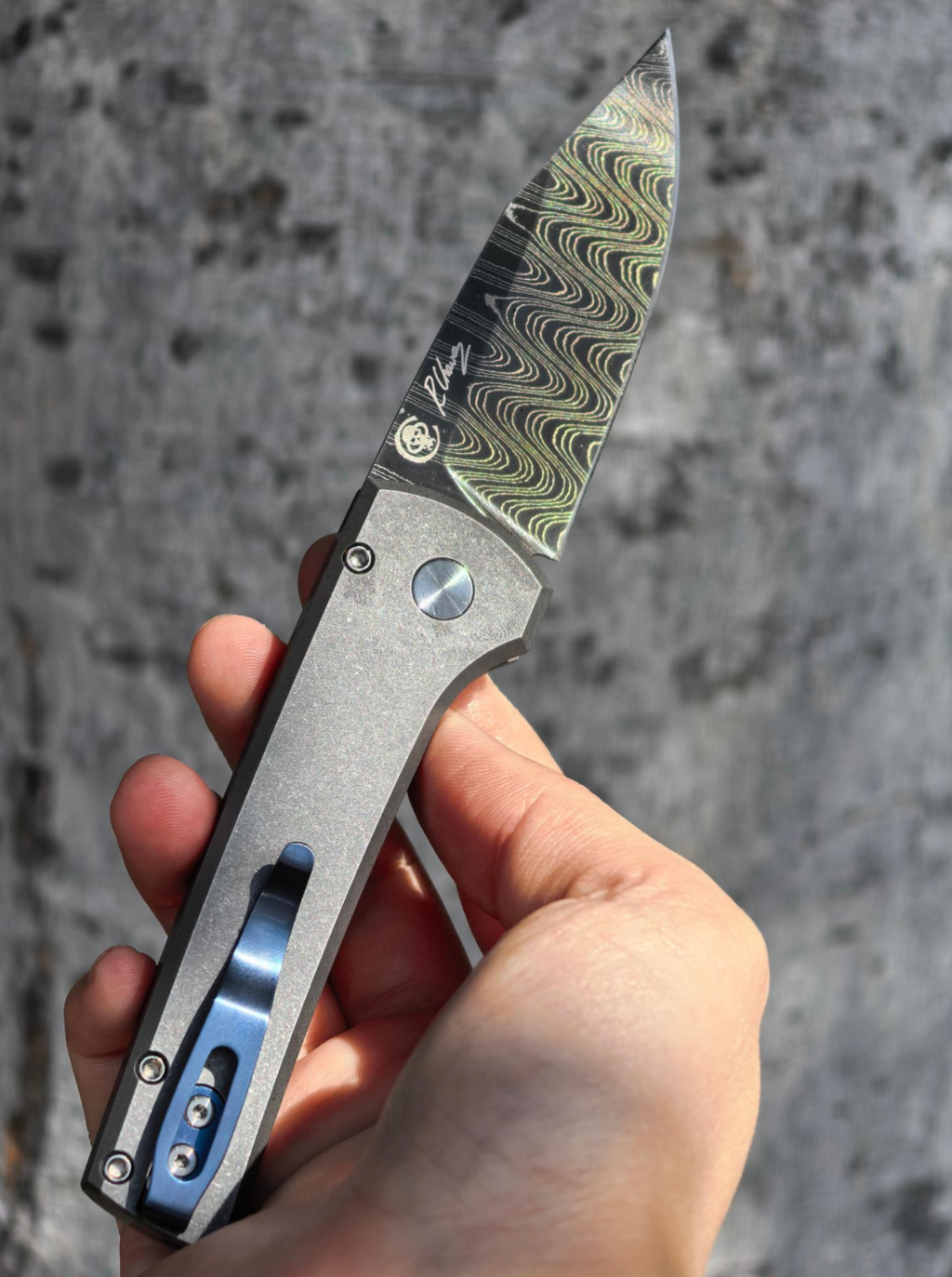 Pro-tech Chaves Scapegoat Custom 004 Vegas Forge Ladder Damascus Blade Show Texas 2026 Exclusive (5.2 Inches)