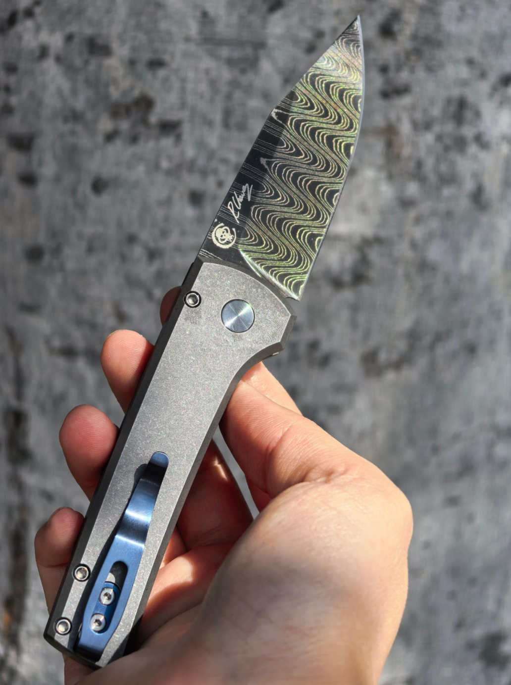 Pro-tech Chaves Scapegoat Custom 004 Vegas Forge Ladder Damascus Blade Show Texas 2026 Exclusive (5.2 Inches)