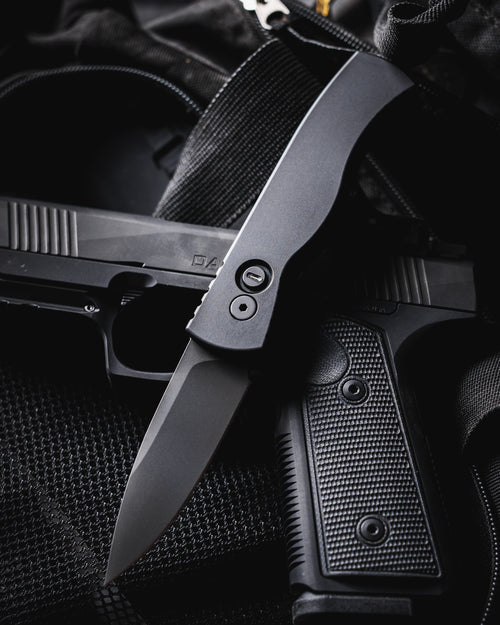 Pro-Tech TR-2 Operator Black Automatic Knife Blade Show 2025 (3" DLC Black)