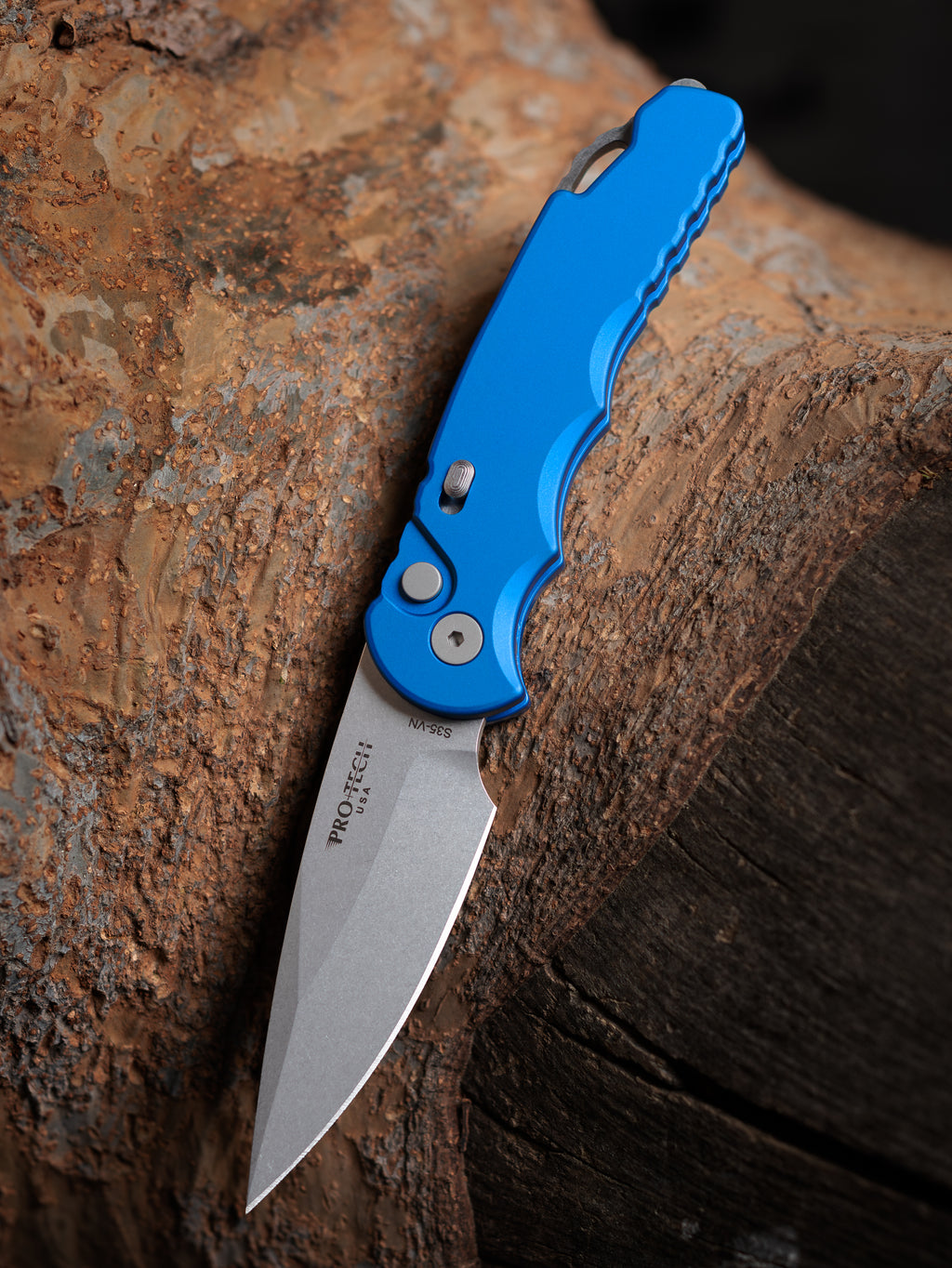 Pro-Tech TR-5 Blue Automatic Knife (3.25" Stonewash)