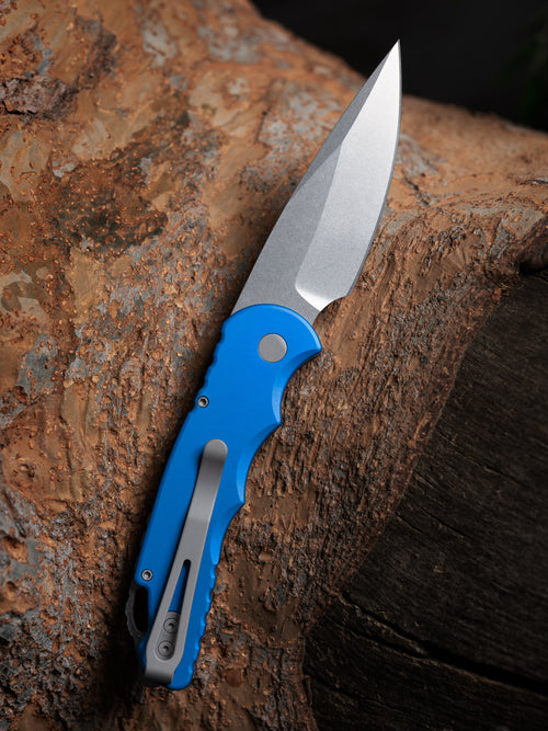 Pro-Tech TR-5 Blue Automatic Knife (3.25" Stonewash)