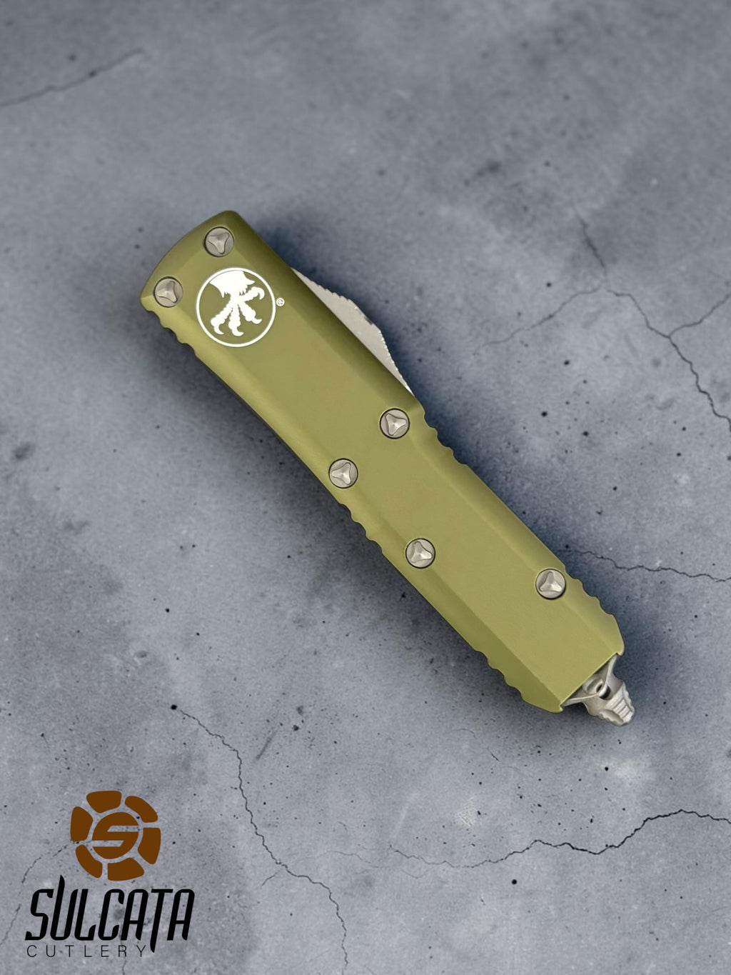 Microtech UTX-85 S/E OD Green Apocalyptic Standard OTF (3.1" Apocalyptic Stonewash)