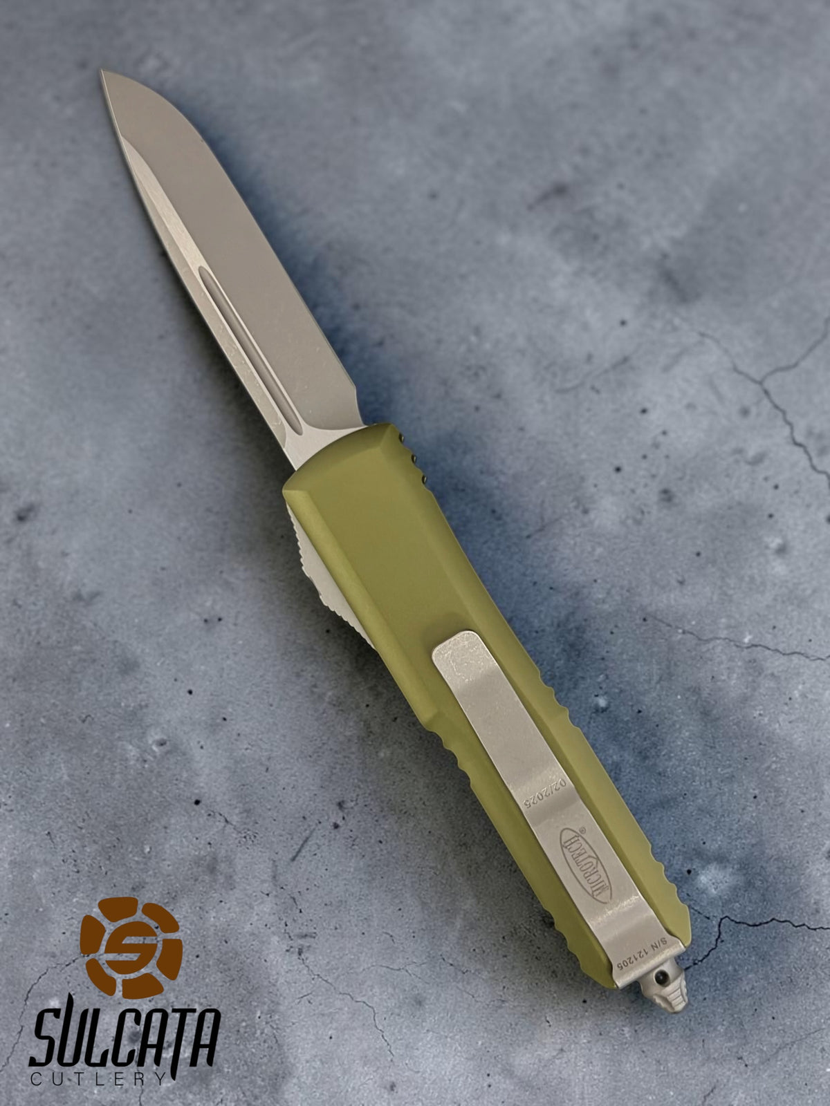 Microtech UTX-85 S/E OD Green Apocalyptic Standard OTF (3.1" Apocalyptic Stonewash)