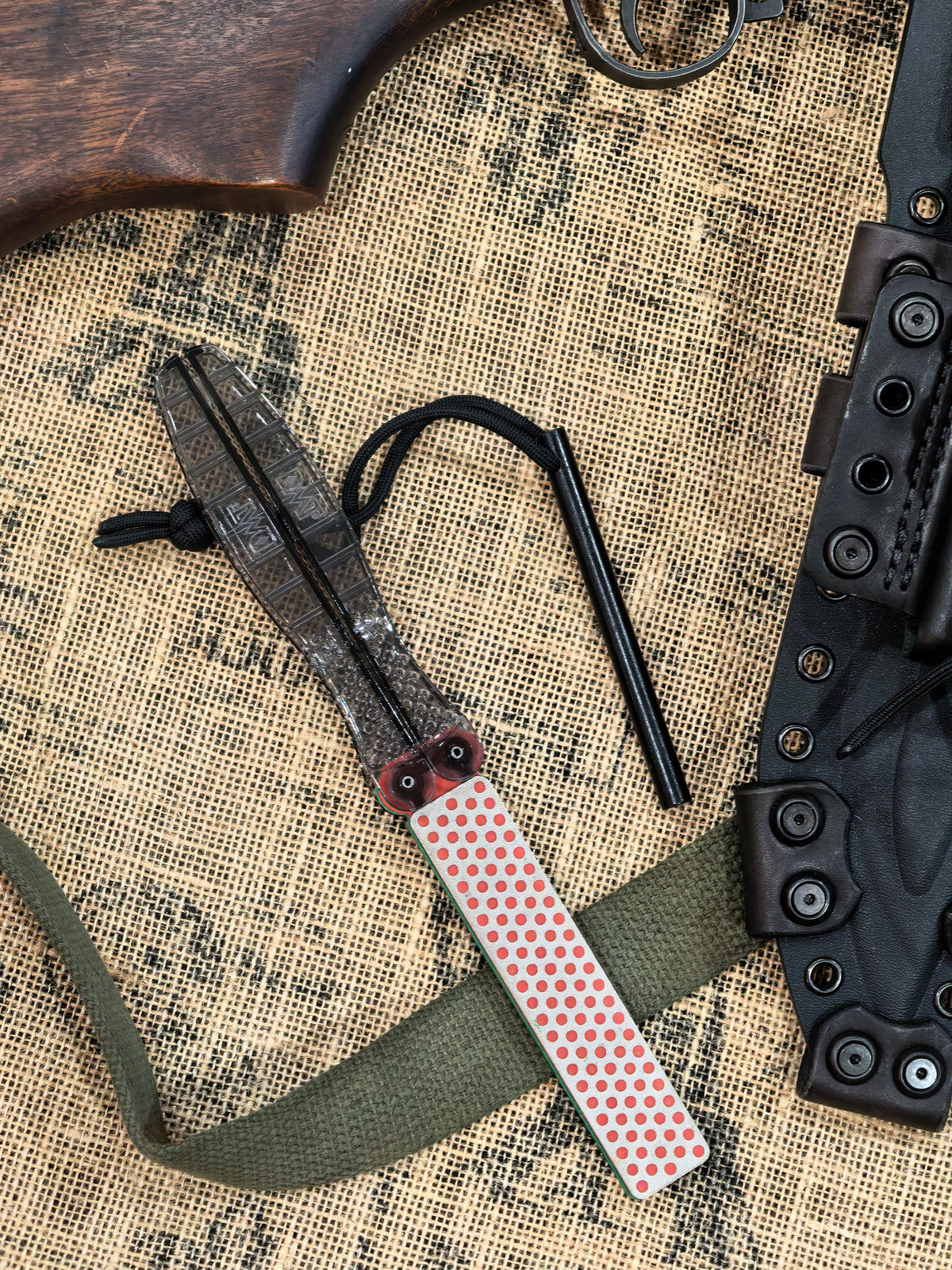 Miller Bros Blades M-22 Bowie Custom Recurve Large Fixed Blade Knife Red G10 Cord Wrapped (8.75" Z-Wear PM Blade Black/Satin)