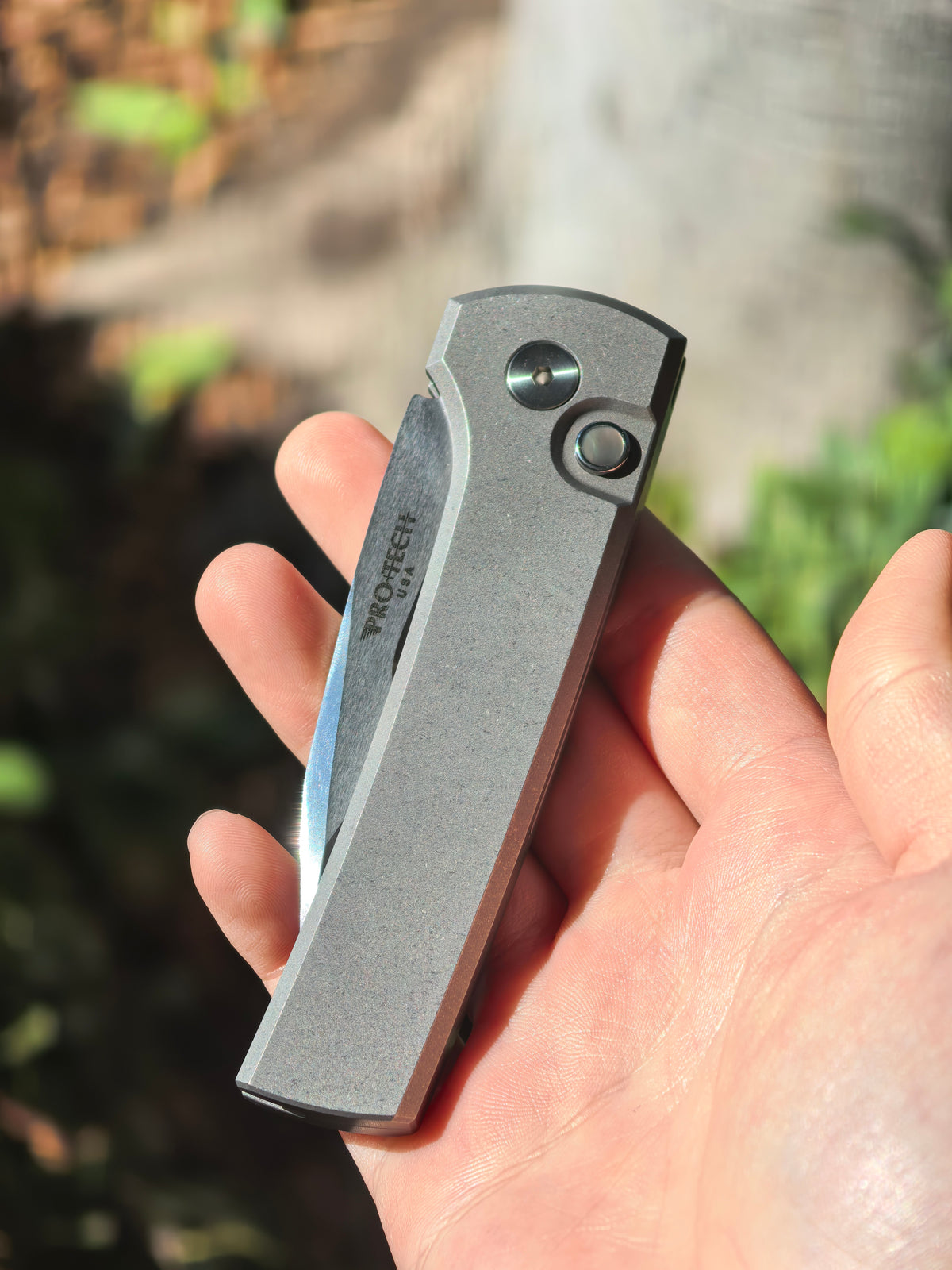 Pro-Tech Chaves Scapegoat Compact Auto Knife 17-4 Grey Blade Show Atlanta 2026(3.2" Mike Irie Mirror Polish Compound Grind)