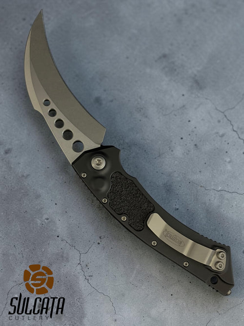 Microtech Hawk Auto Push Button Folder Knife Black (3.9" SW)