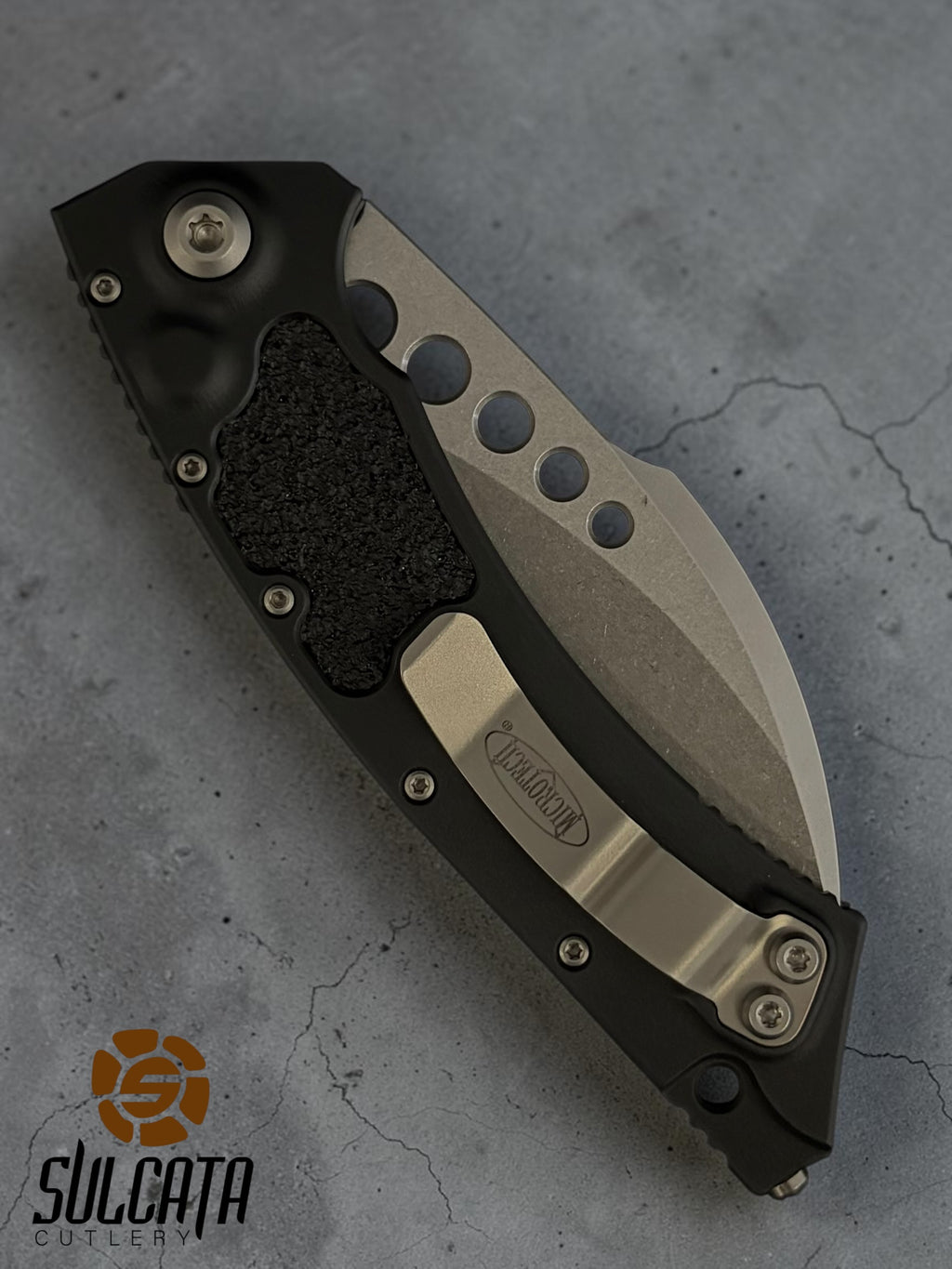Microtech Hawk Auto Push Button Folder Knife Black (3.9" SW)