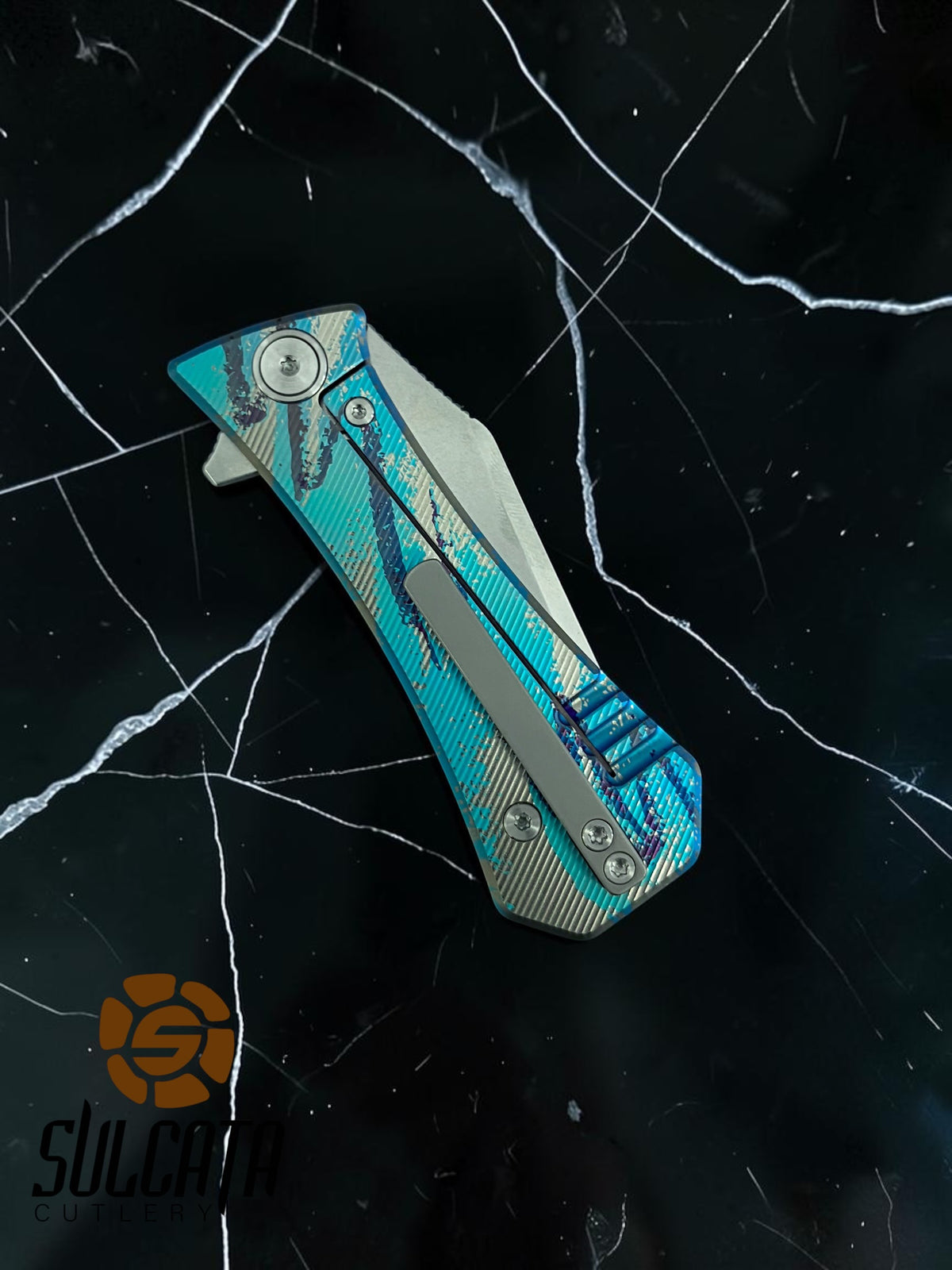Auxiliary Manufacturing Jazz Cup Coffin Tanto Titanium Frame Lock Manual Flipper