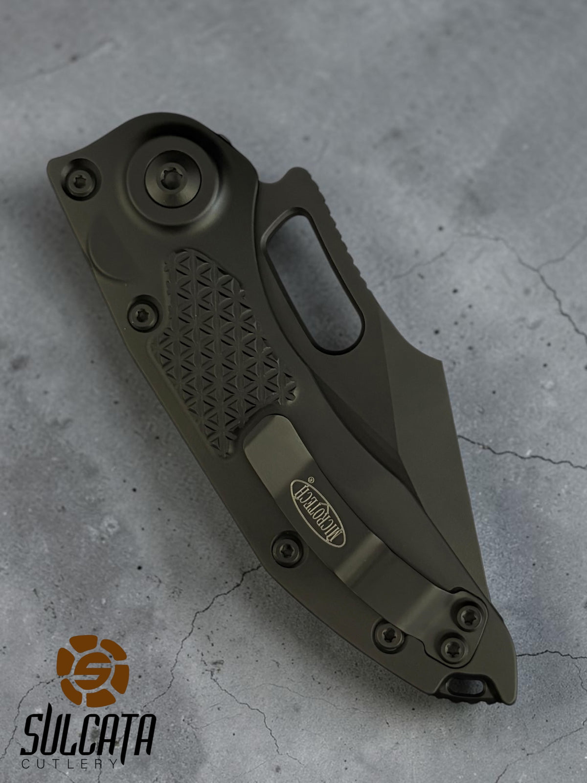 Microtech Stitch S/E Partial Serration Push-Button Automatic Knife (3.7“ DLC Black)