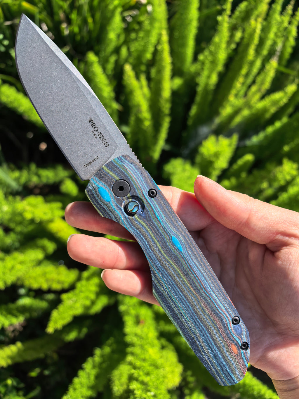 Pro-Tech Vero Synapse Unique Micarta Auto Knife Blue 2026 Cal Knives Expo (3.5" SW)