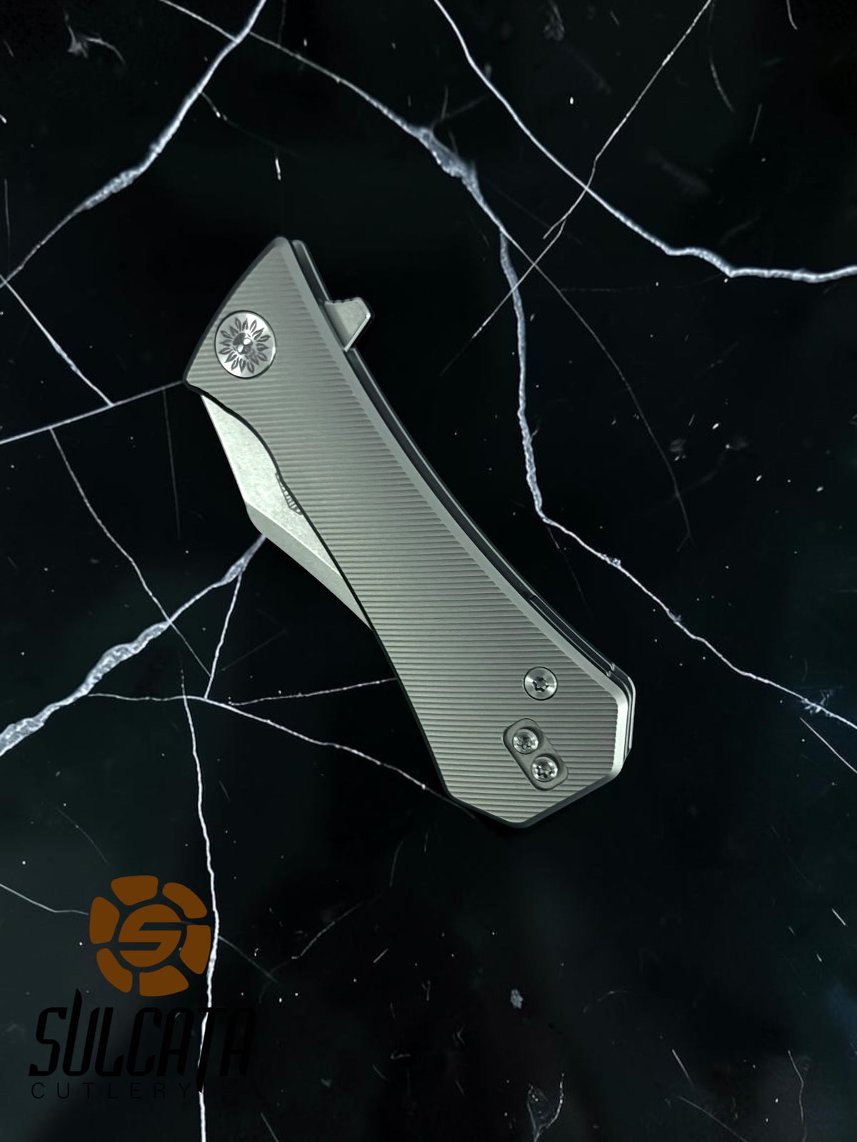 Auxiliary Manufacturing Pocket Bowie Titanium Frame Lock Manual Flipper Knife (2.8" Satin)