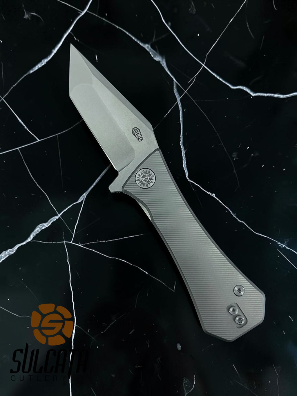 Auxiliary Manufacturing Coffin Tanto Titanium Frame Lock Manual Flipper Knife (2.7" Satin)