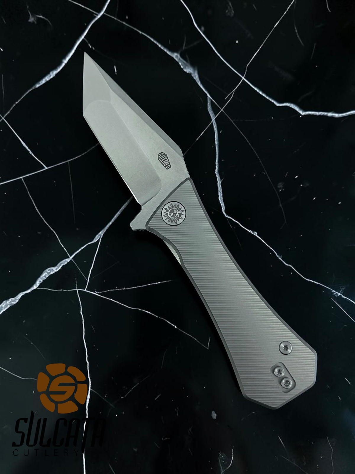 Auxiliary Manufacturing Coffin Tanto Titanium Frame Lock Manual Flipper Knife (2.7" Satin)