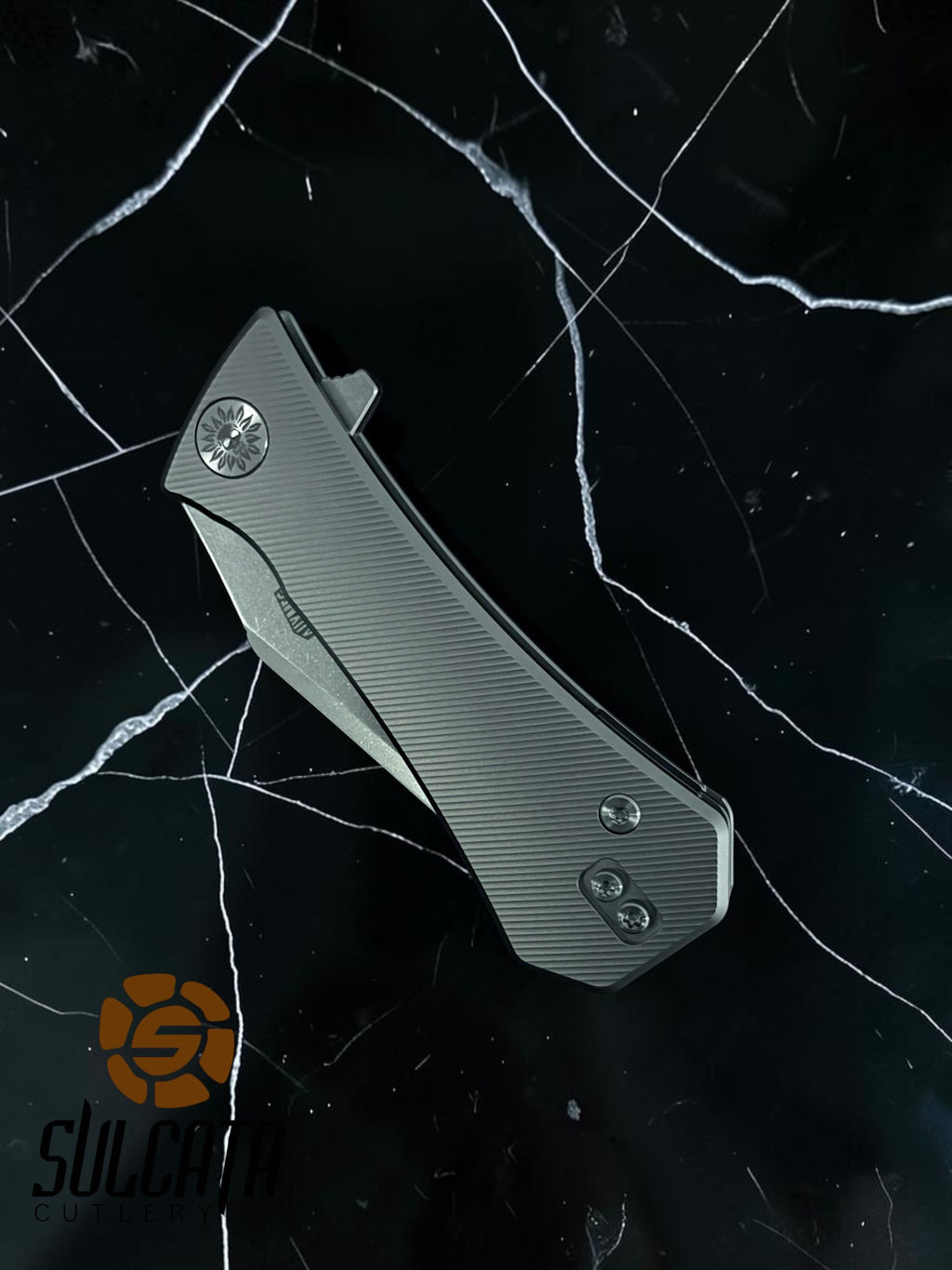 Auxiliary Manufacturing Coffin Tanto Titanium Frame Lock Manual Flipper Knife (2.7" Satin)