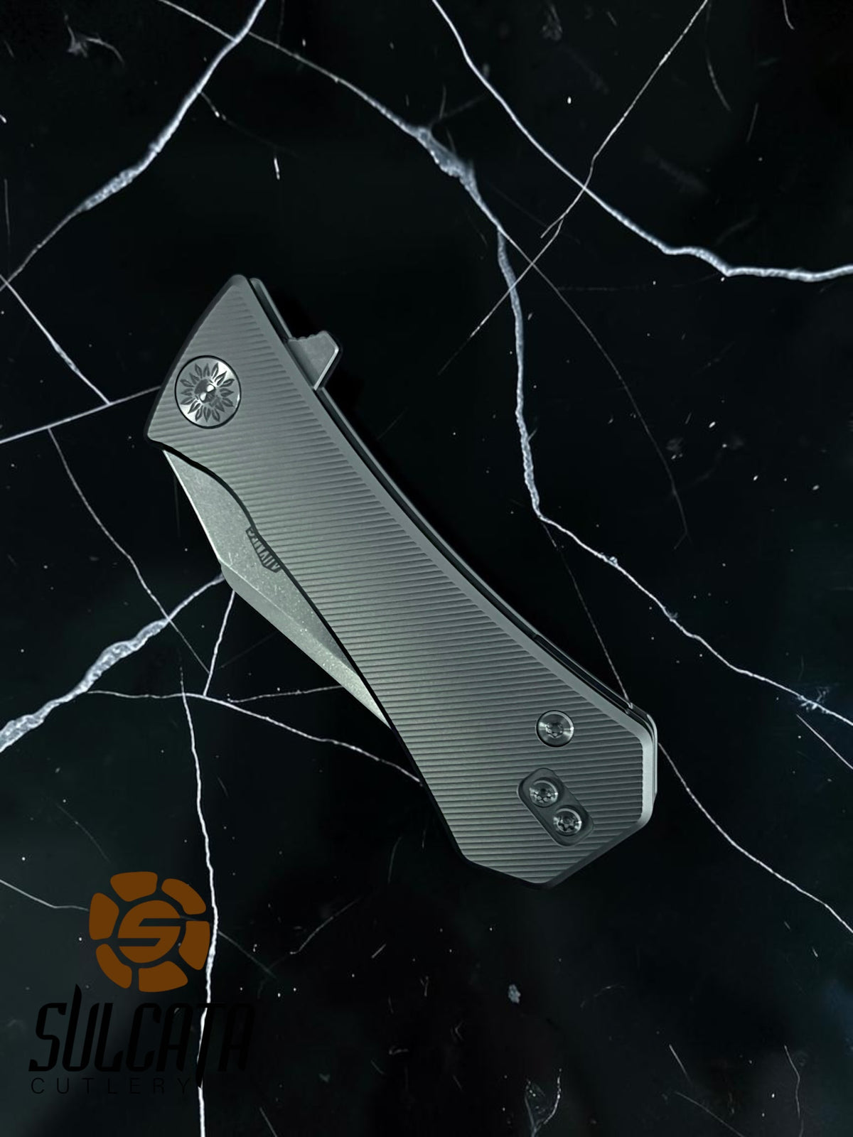 Auxiliary Manufacturing Coffin Tanto Titanium Frame Lock Manual Flipper Knife (2.7" Satin)
